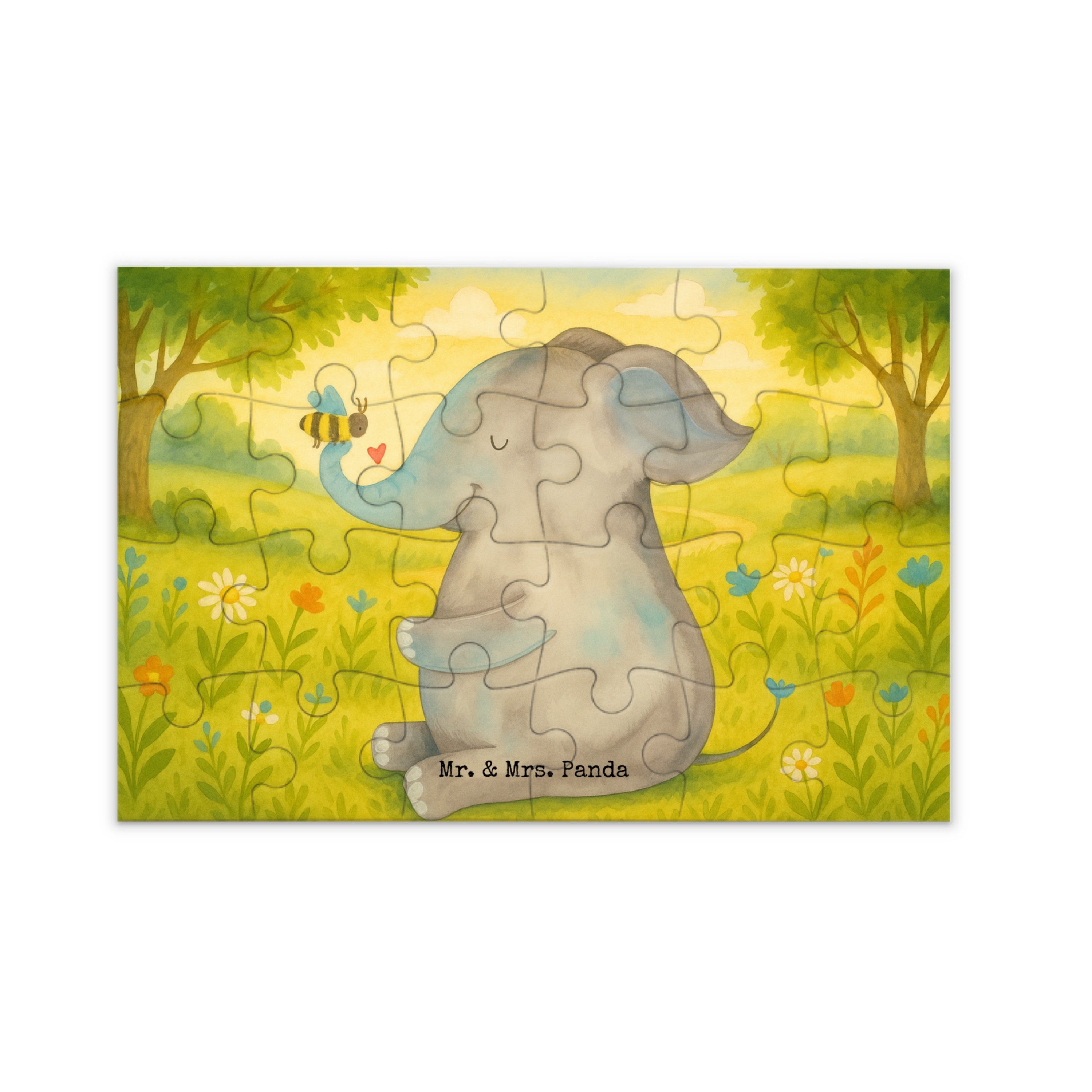 Mr. & Mrs. Panda Puzzle Elefant Biene Design, Puzzle 24 Teile, Weiß, Heiratsantrag, Hochzeits, 24 Puzzleteile, Biene Heiratsantrag Liebesbeweis