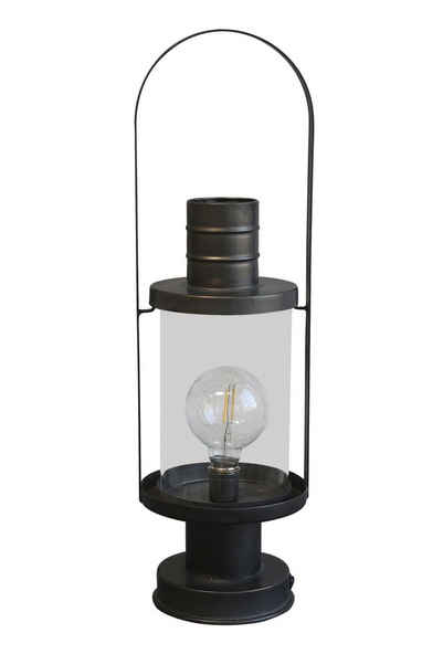 Chic Antique Stehlampe Laterne Stalllaterne Windlicht mit Glühbirne Schwarz H53cm Chic, LED fest integriert