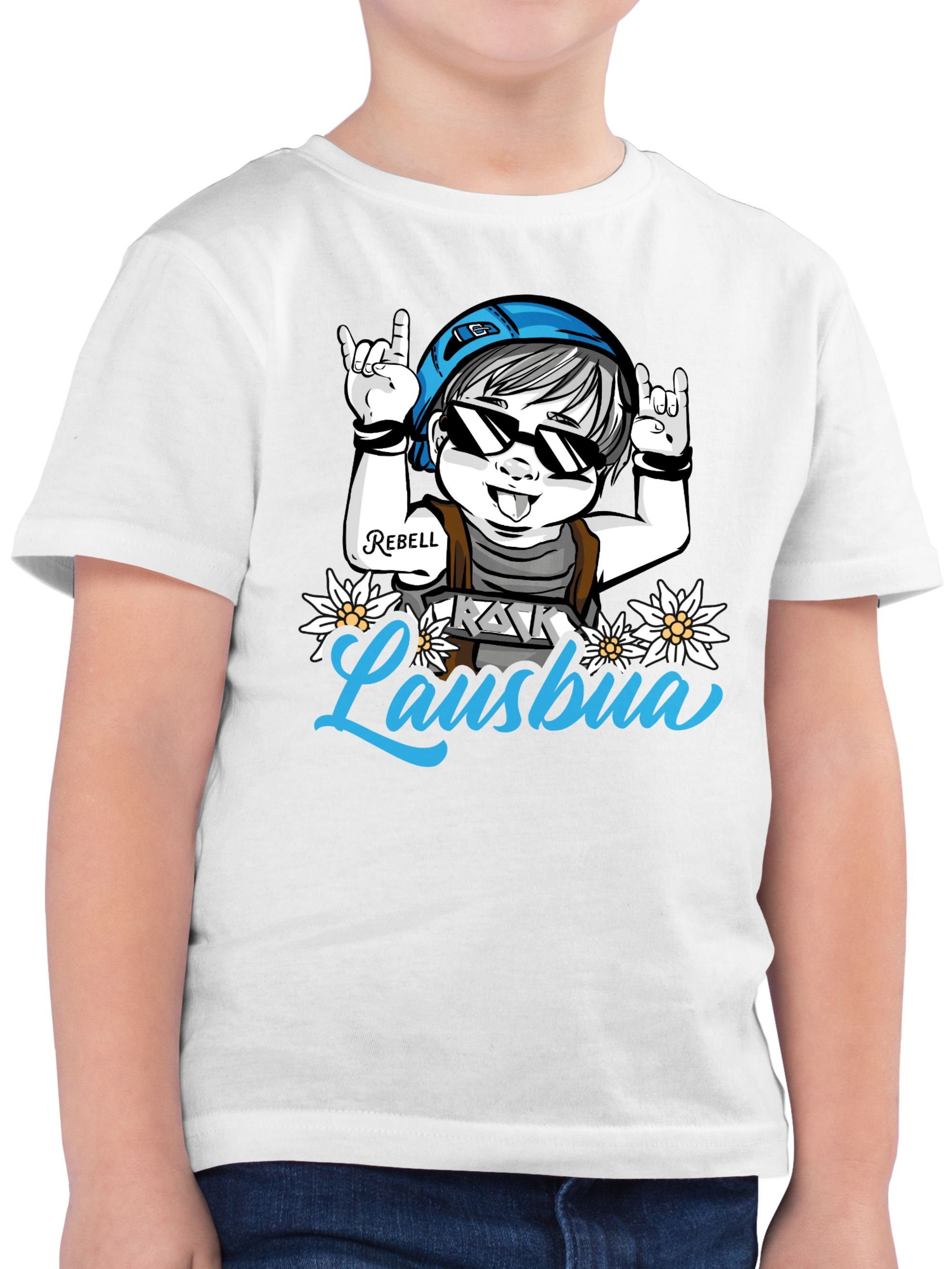 Shirtracer T-Shirt Lausbua - blau Mode für Oktoberfest Kinder Outfit 3 Weiß