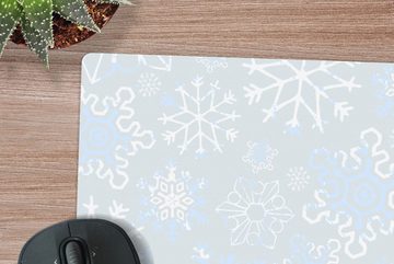 MuchoWow Gaming Mauspad Winter - Schneeflocke - Design (1-St), Mousepad mit Rutschfester Unterseite, Gaming, 40x40 cm, XXL, Großes