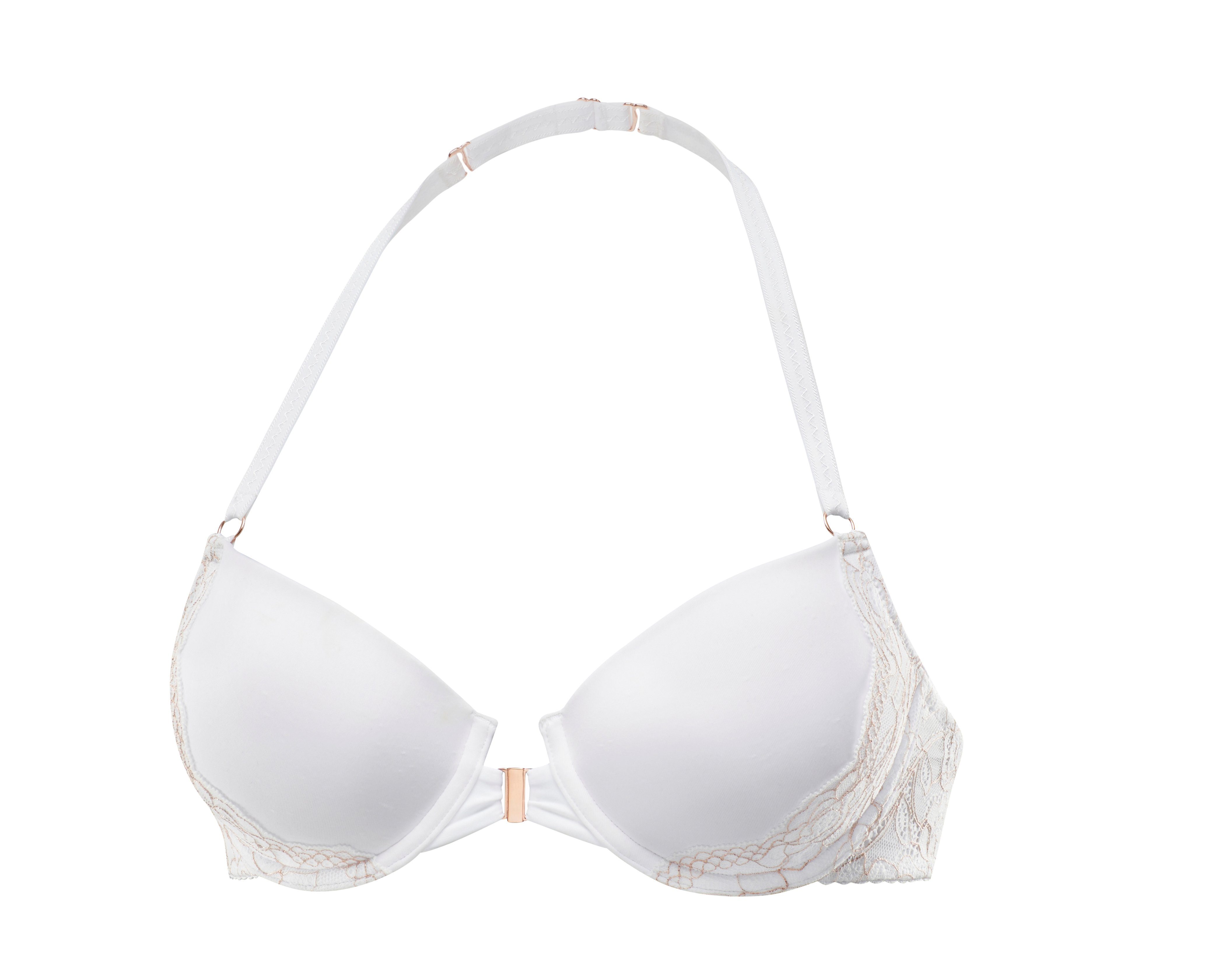 LASCANA Neckholder-BH mit Vorderverschluss und Spitze in einem schimmernden Bronzeton – Bild 4 von 5
