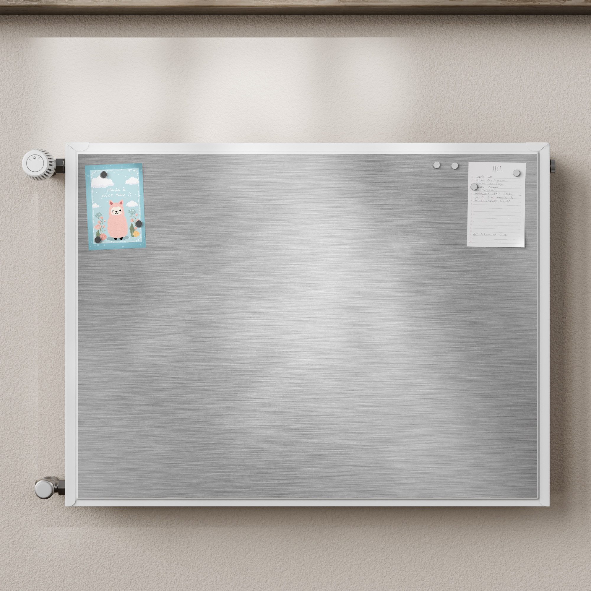 DEQORI Magnetfolie 'Gebürsteter Stahl', beschreibbar Heizung Magnetmatte magnetisch Magnetfolie