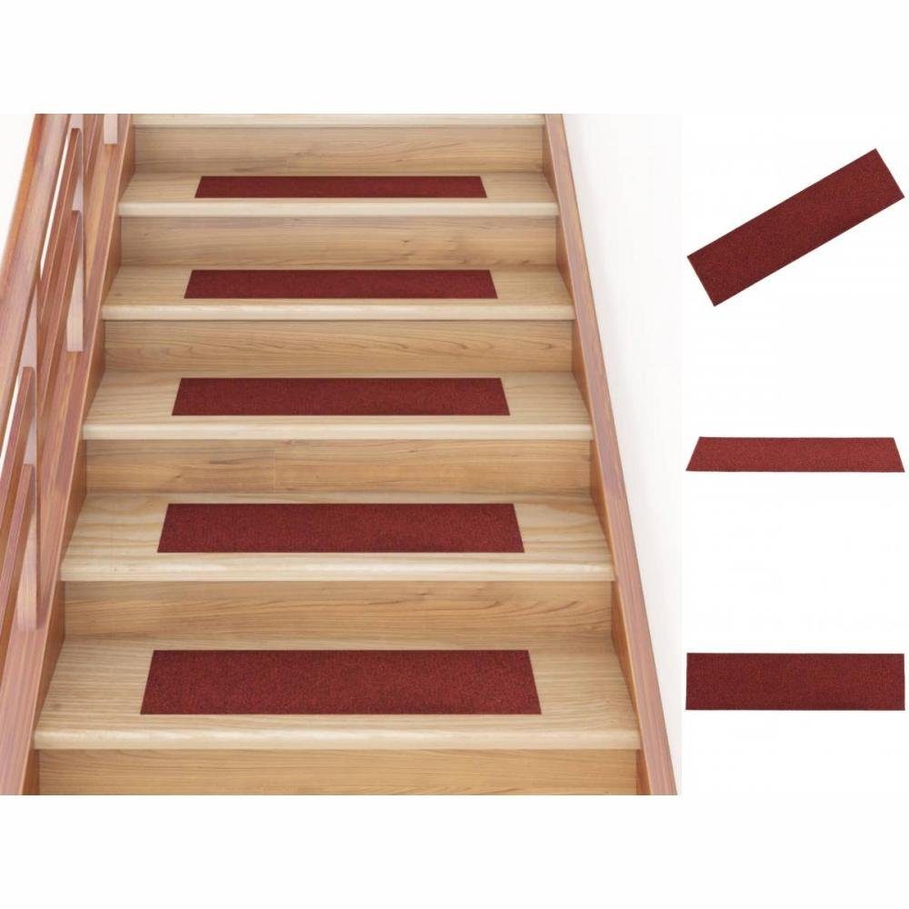 Stufenmatte Selbstklebende Treppenmatten 15 Stk Rechteckig 76x20 cm Rot, vidaXL, Höhe: 20 mm | Stufenmatten