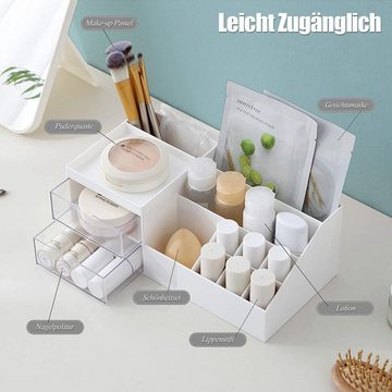 Fivejoy Make-Up Organizer Multifunktionaler Schreibtisch-Kosmetik-Organisator mit Schubladenfach, Kosmetikbox Schmuck Aufbewahrungsbox aus Kunststoff