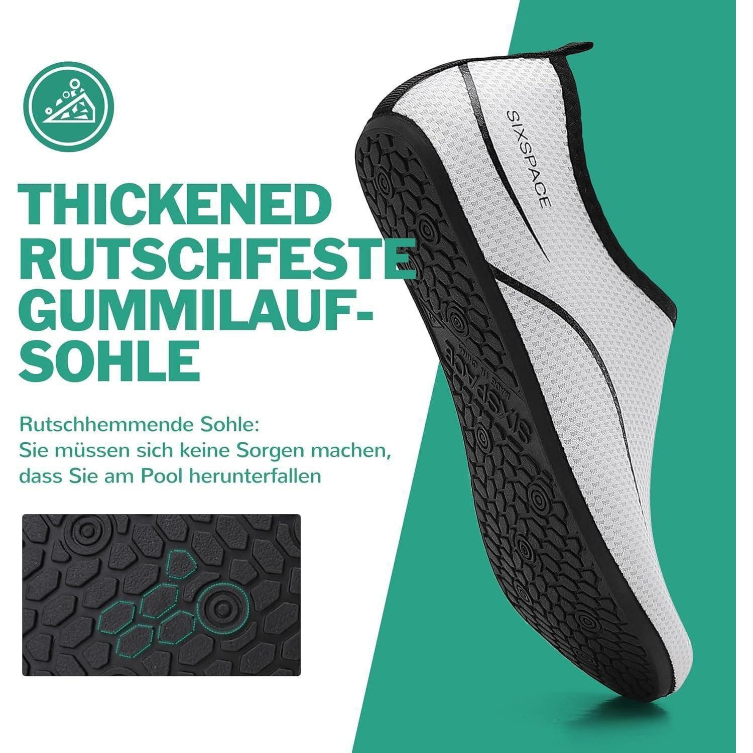LuxusKollektion Wasserschuhe Badeschuhe Aquaschuhe Slipon schnelltrocknend 41 EU Weiß Wasserschuh