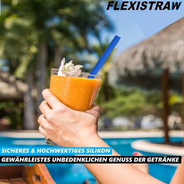 MAVURA Trinkhalme FLEXISTRAW Silikon Strohhalme Strohhalm XXL Trinkhalm, Set Blau wiederverwendbar 24cm [6er Set]