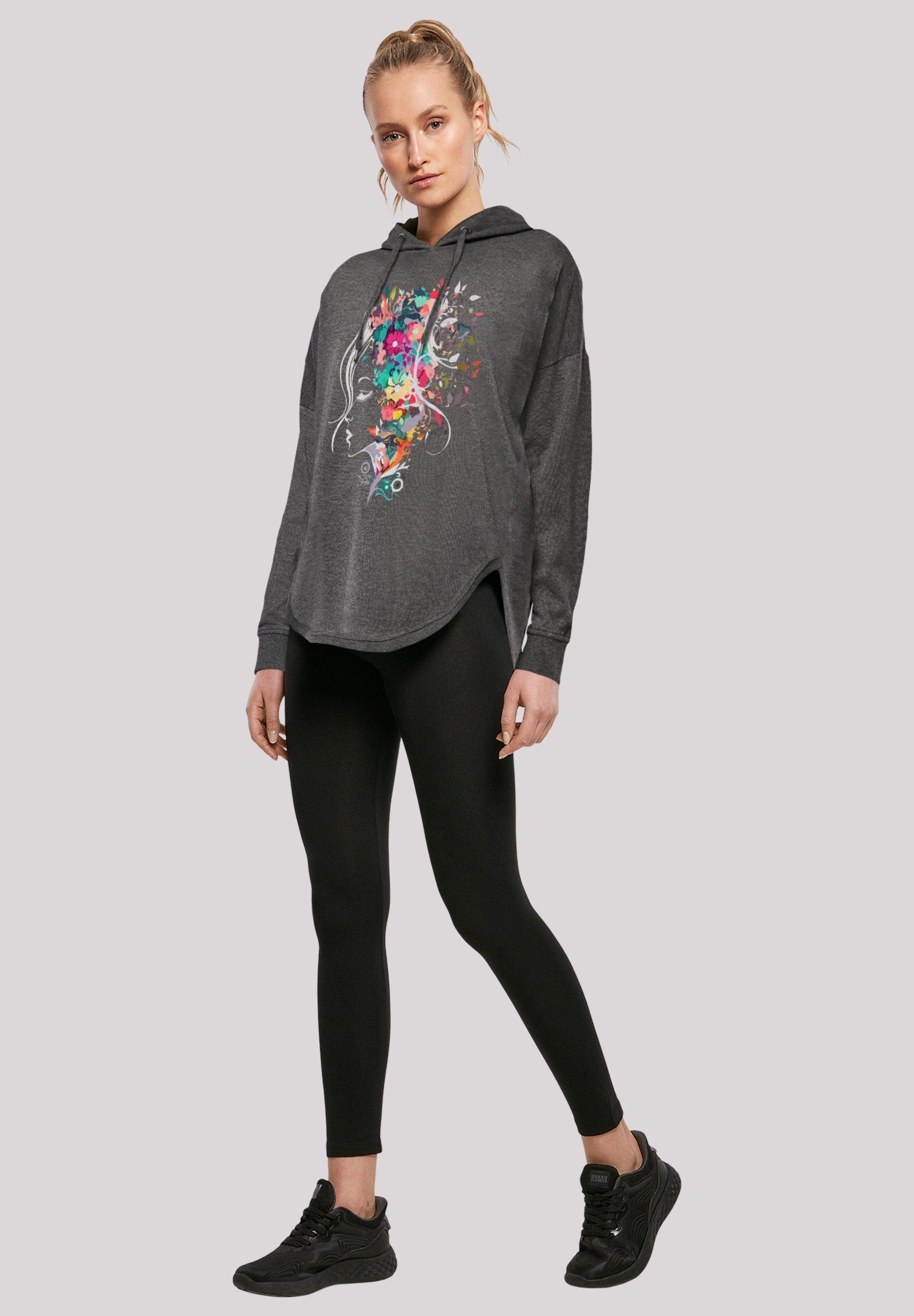 F4NT4STIC Kapuzenpullover Blumen Bunte Silhouette charcoal Print