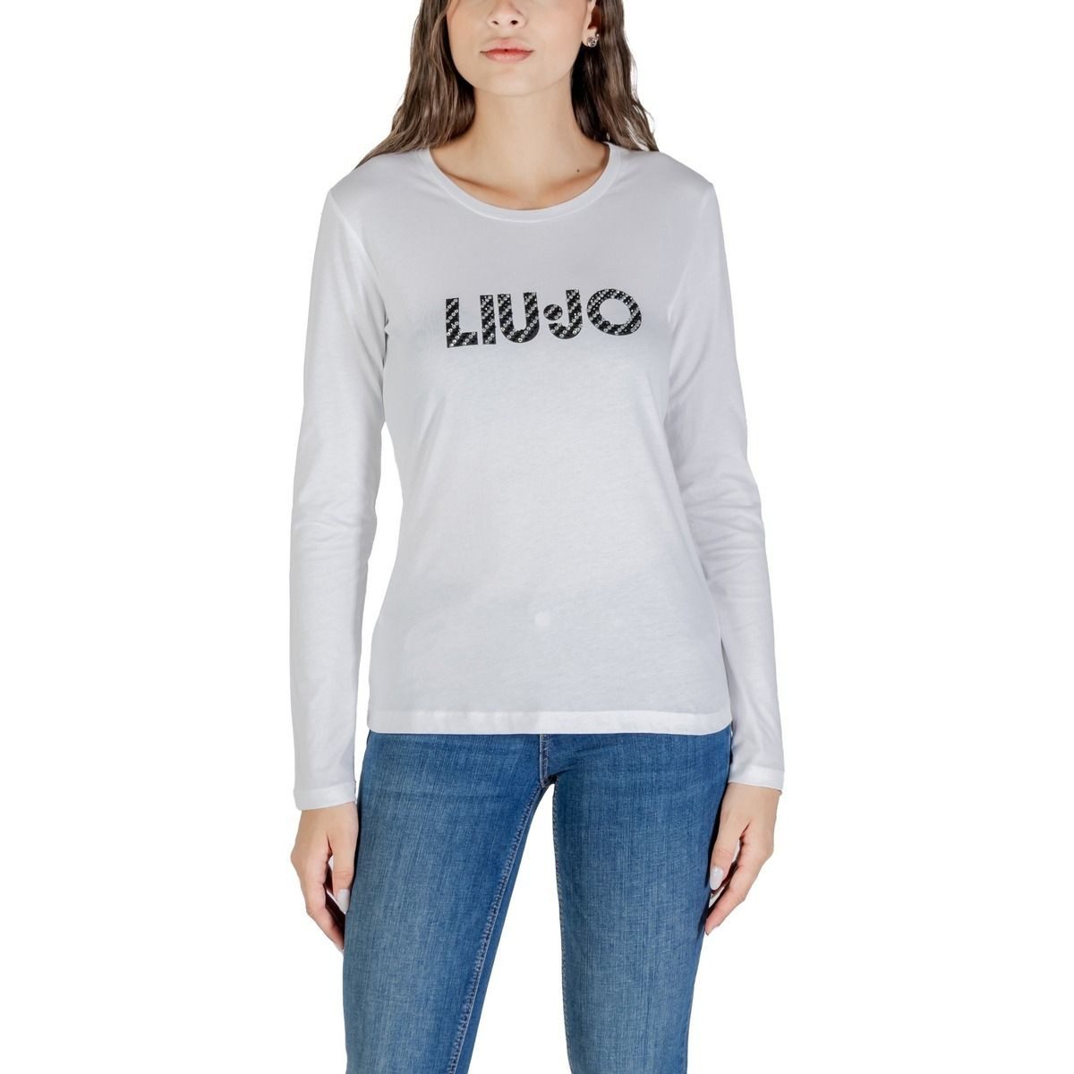 Liu Jo Langarmshirt - Longsleeve mit Strass-Logo – Shirt Langarm aus Baumwo günstig online kaufen