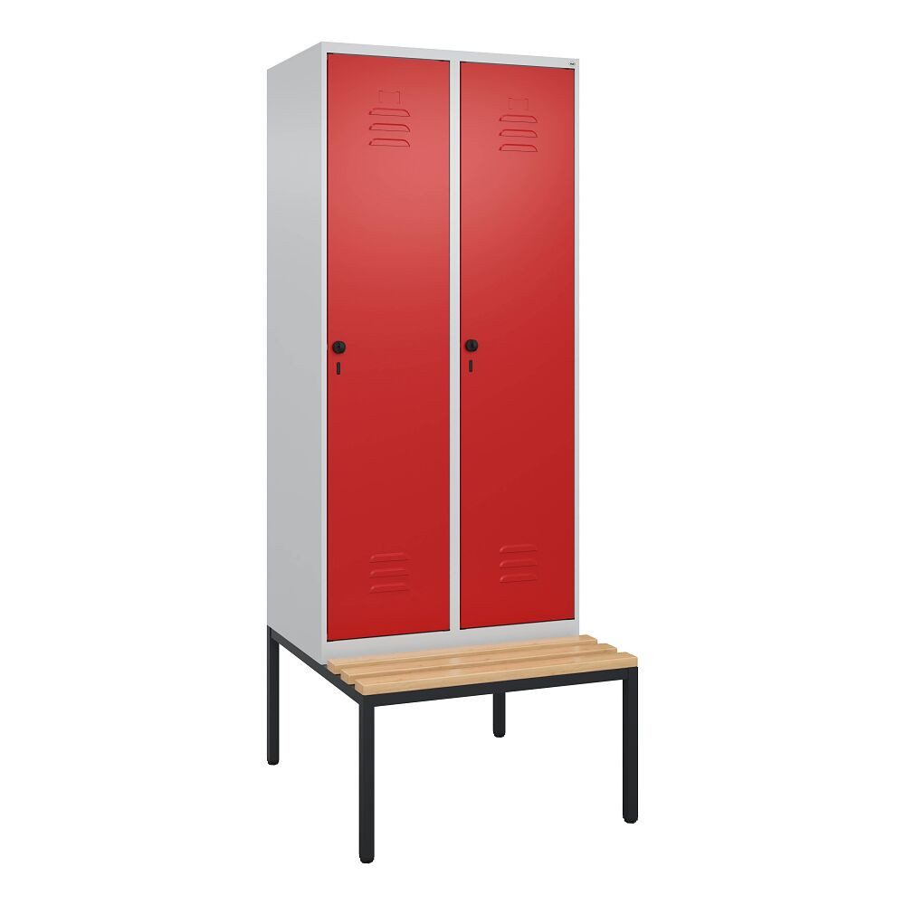 C+P Garderobenschrank Garderobenschrank Classic Plus, Abteilbreite 40 cm, mit Sitzbank Raumgewinn durch Korpushöhe 1700 mm