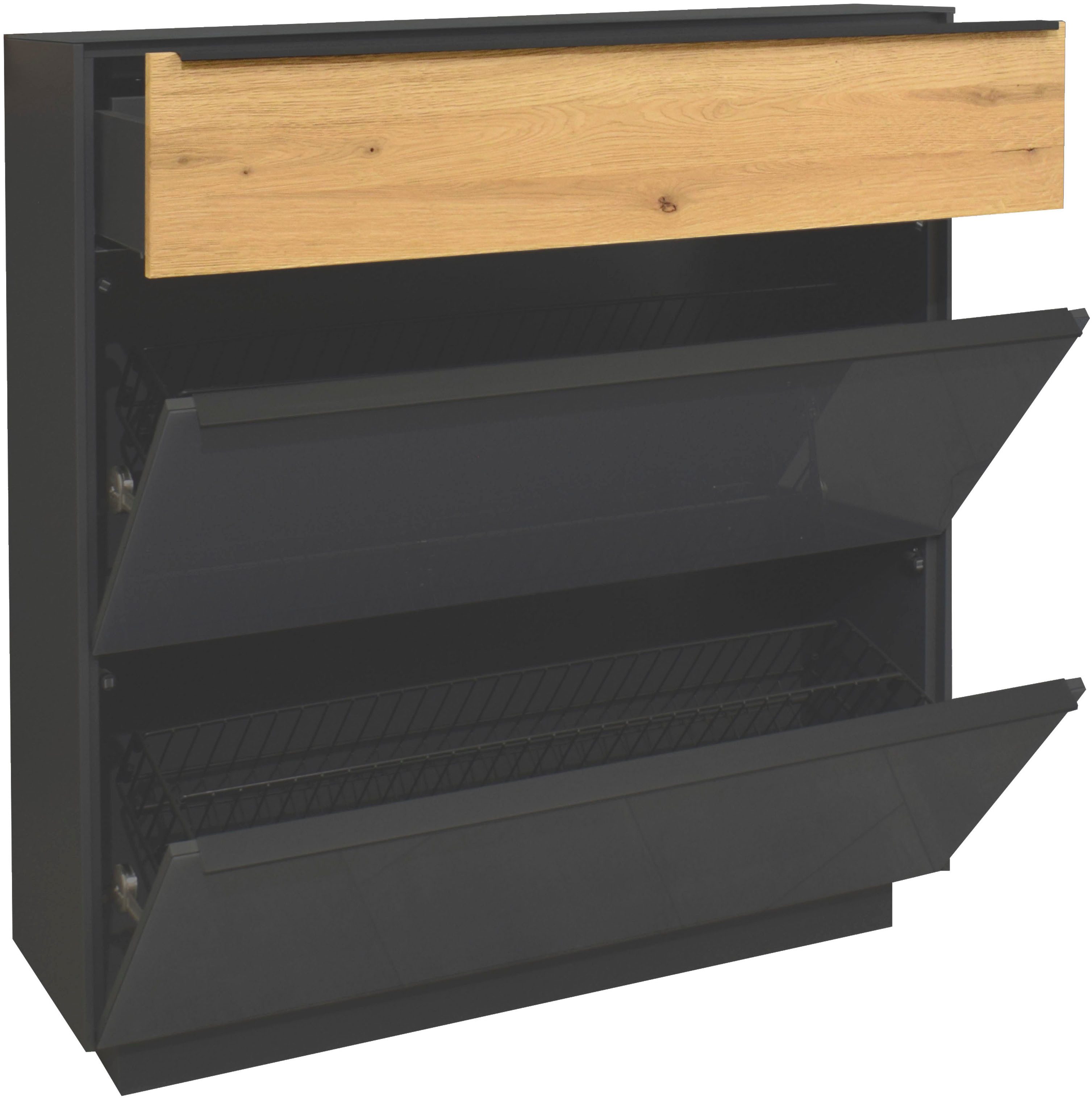 Mäusbacher Schuhschrank Nova Garderobe inkl. Metallschuhkörbe und Griffbeleuchtung BHT 107 x 110 x 32 cm – Bild 4 von 5