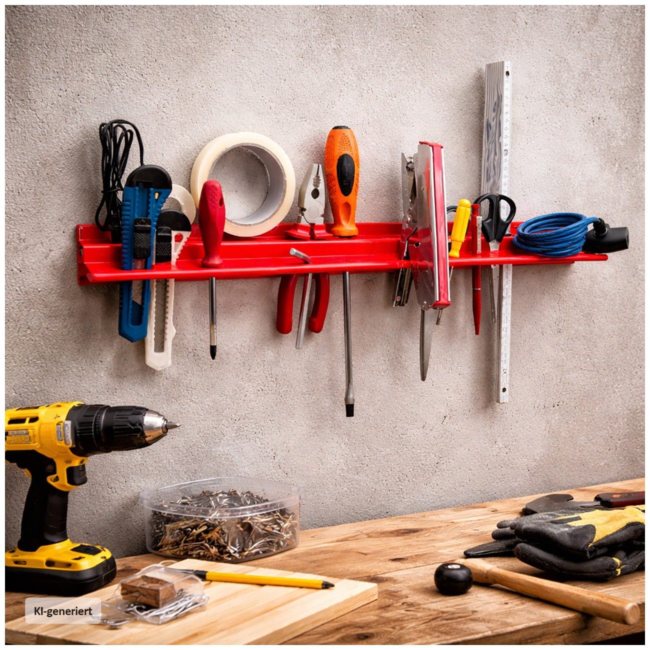 HTI-Living Halterung Werkzeughalter Werkzeugleiste Wandhalter für Werkstatt Garage Keller, (Stück, 1-tlg., 1x Werkzeugleiste Universal, ohne Werkzeug und Dekoration, Gerätehalter Regal für die Werkzeug-Aufbewahrung)
