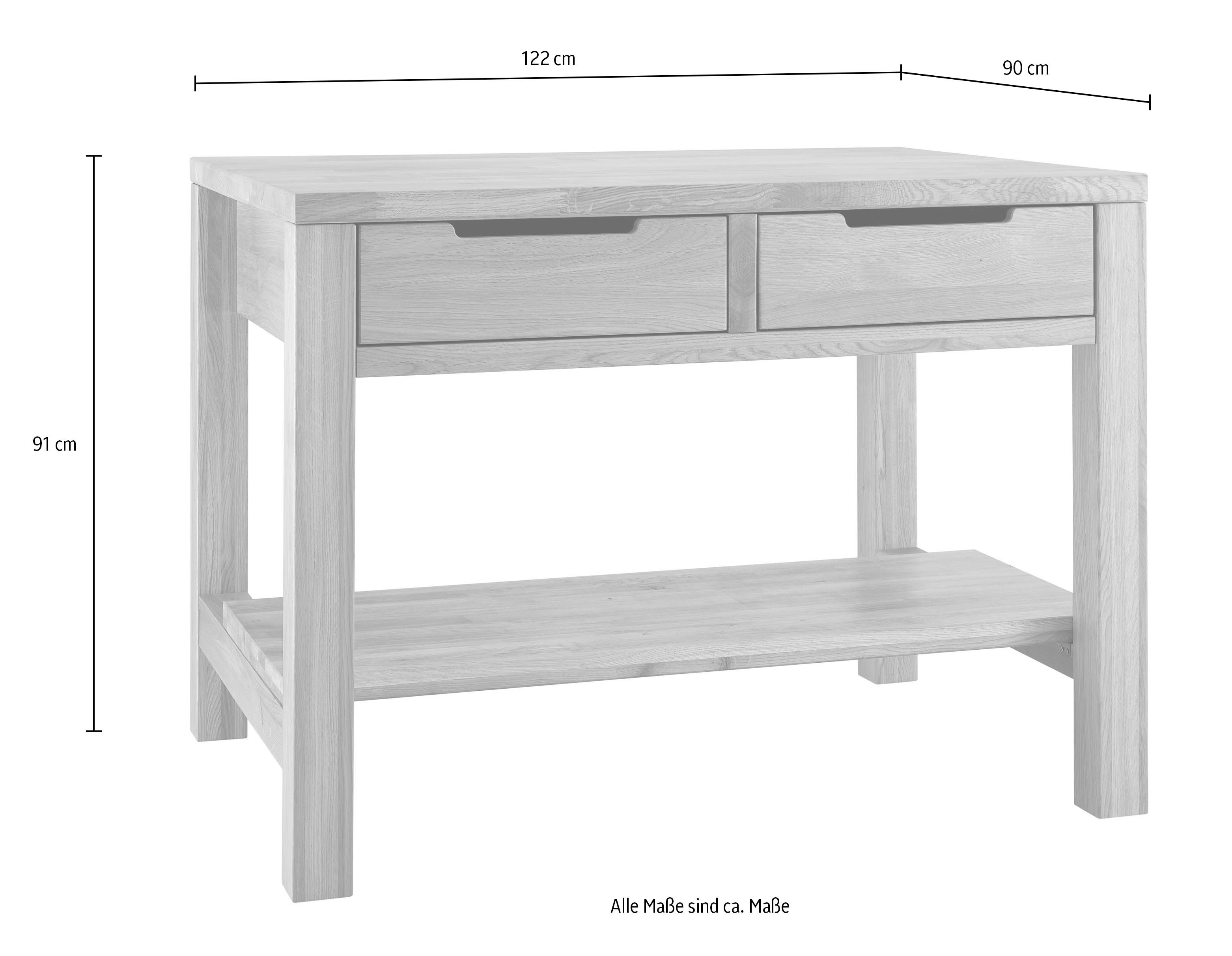 BASIC by Balculina Kücheninsel Ponza, Kücheninsel BxHxT 122x91x90 cm, Breite 122cm, Massivholz, Softclose und Vollauszug