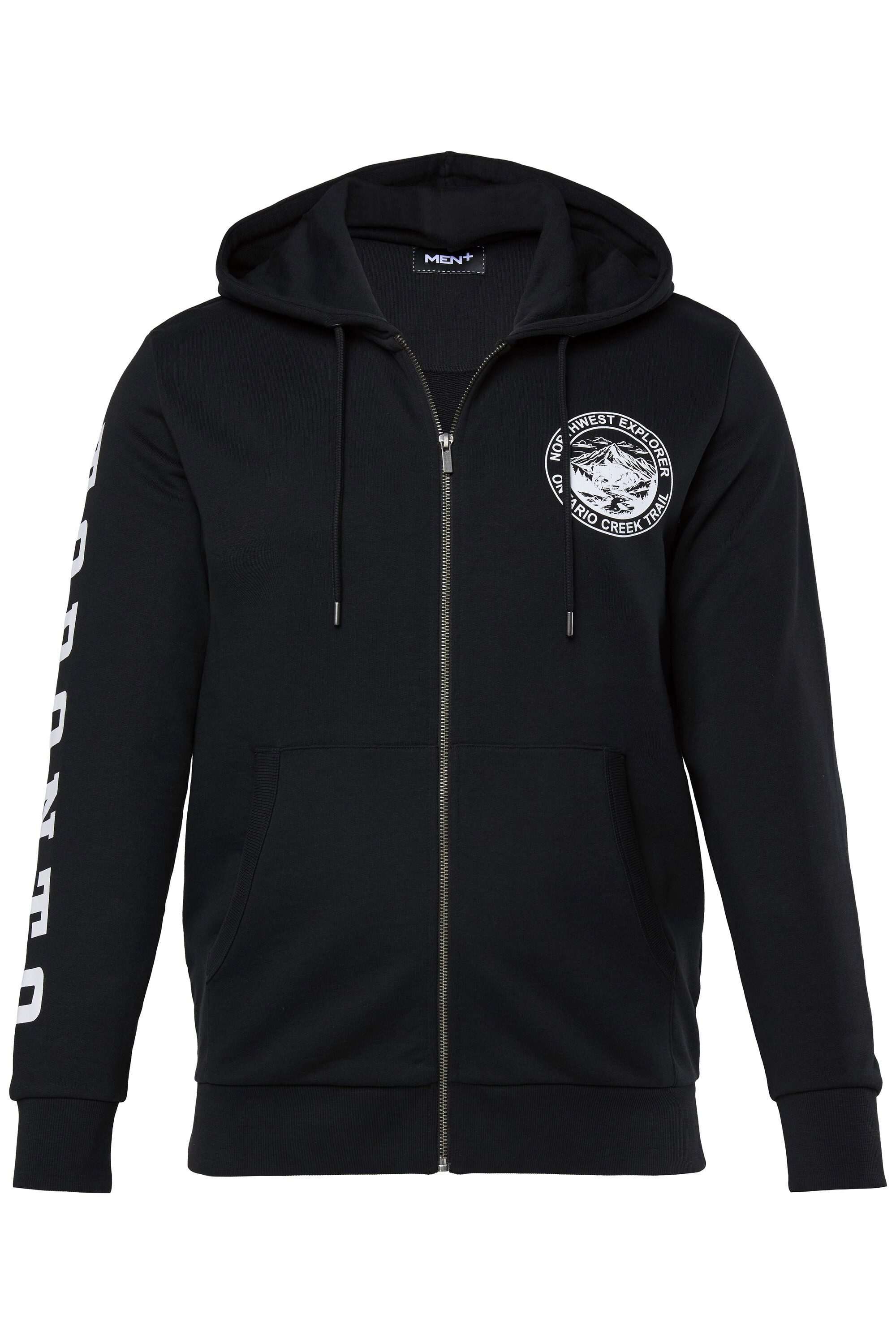Men Plus Fleecejacke Men+ Sweatjacke Kapuze Ärmelprint Kängurutasche günstig online kaufen