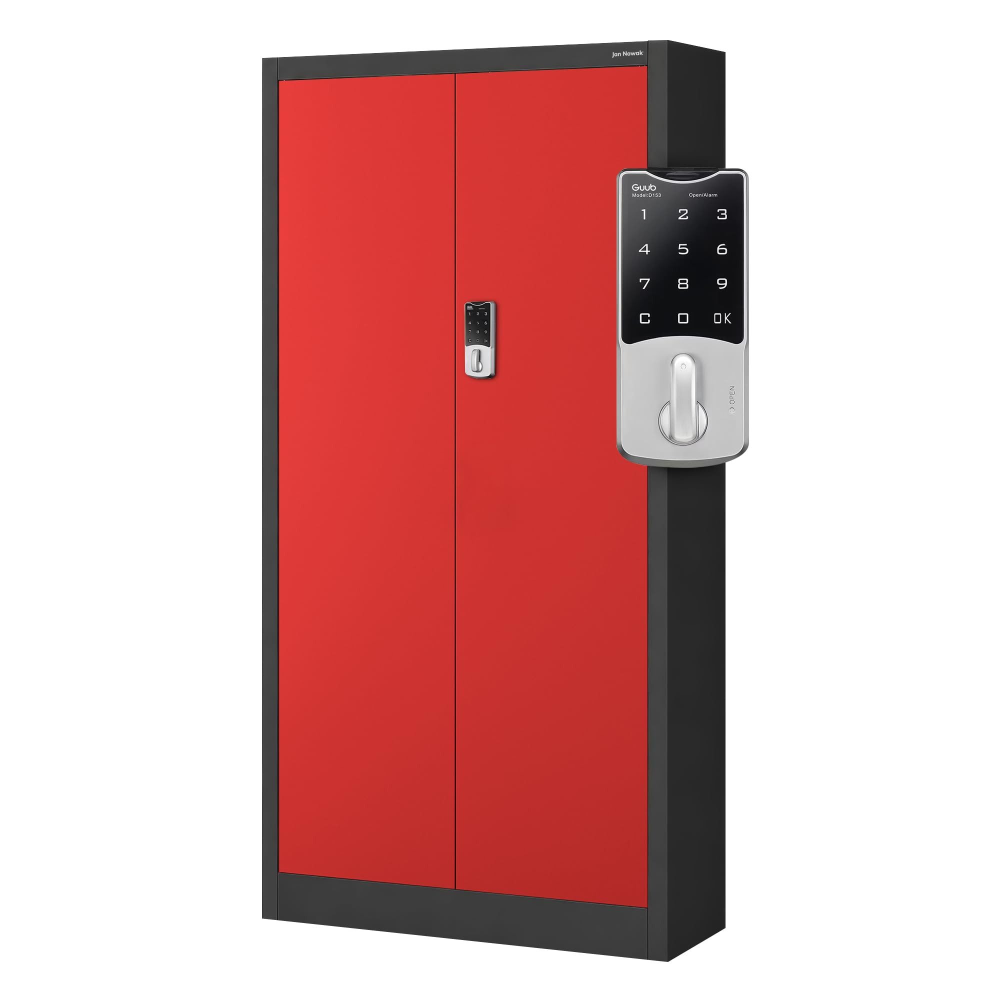 Jan Nowak Aktenschrank Metall Büroschrank Zahlenschloss 90 cm DANIEL 4 Böden Stahl (Aktenschrank Büro Kanzlei Praxis ohne Schlüssel Kombinationsschloss, Stahl 0,6 mm 185 x 90 x 40 cm Wandmontage robust langlebig) Pulverbeschichtet 50 Ordner 13 Farben