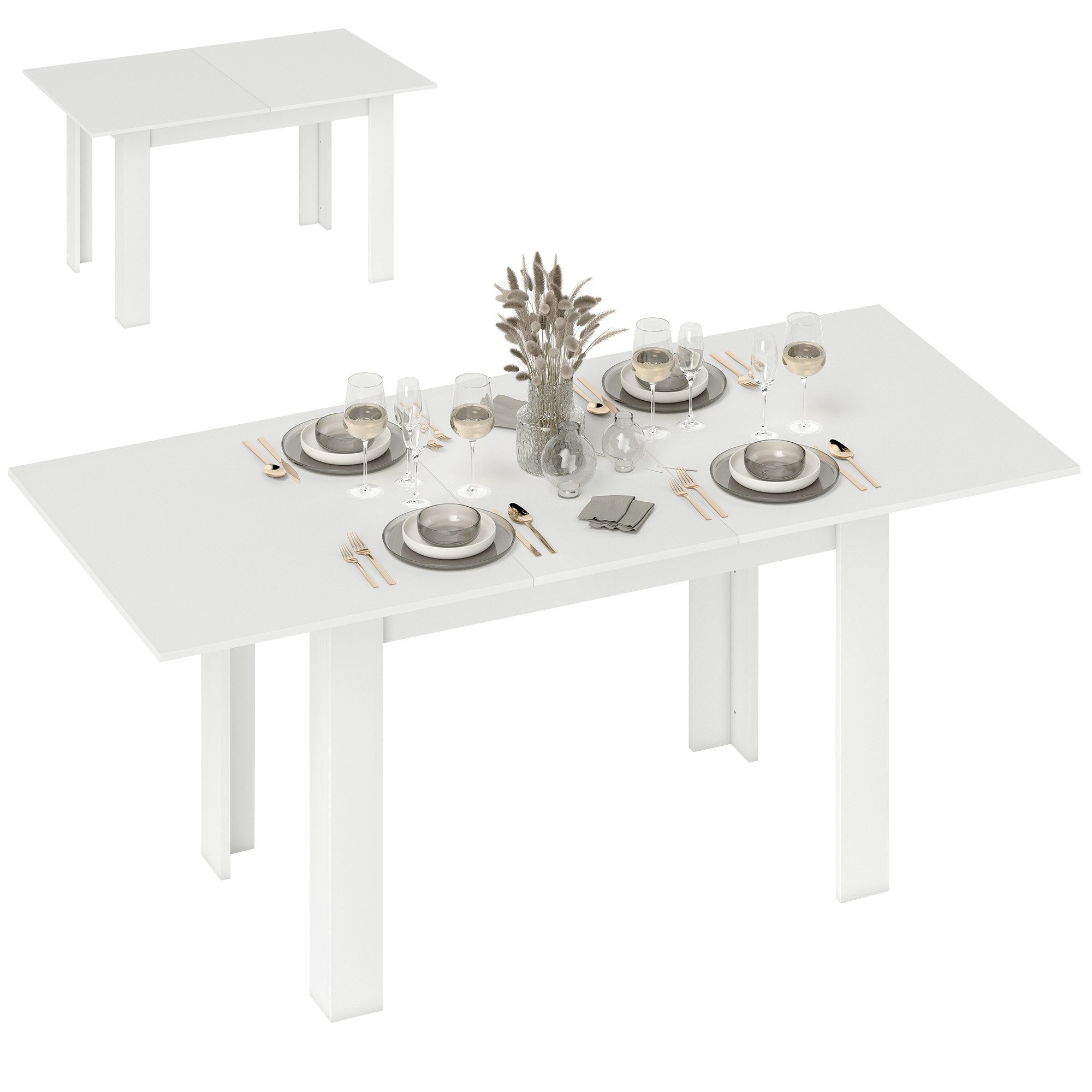 HOMCOM Esstisch Rechteckiger Küchentisch (Esszimmertisch, 1-St., 1 Tisch), für Küche, Esszimmer, Weiß
