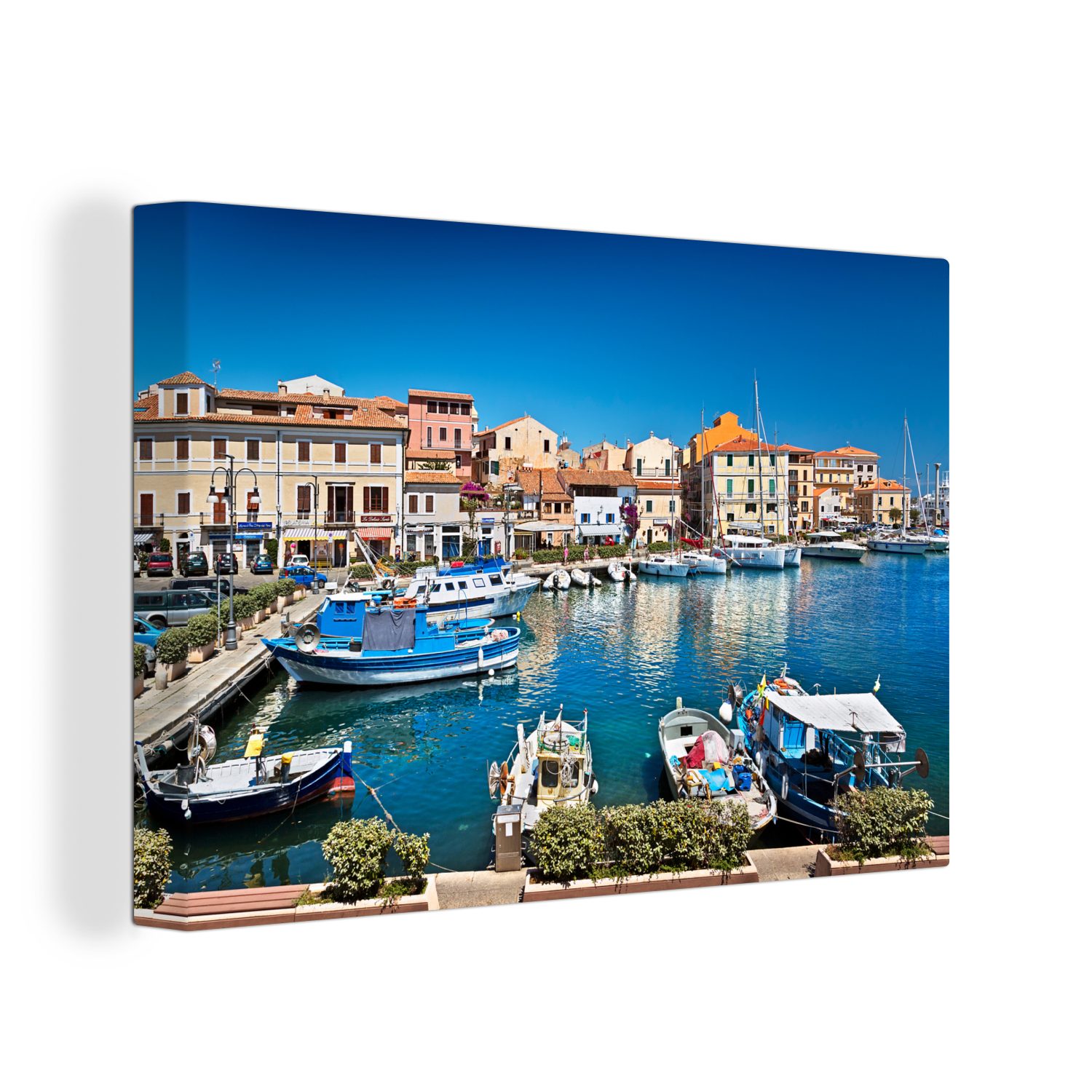 OneMillionCanvasses® Leinwandbild Der Hafen von La Maddalena Sardinien, (1 St), Wandbild Leinwandbilder, Aufhängefertig, Wanddeko, 30x20 cm | Leinwandbilder