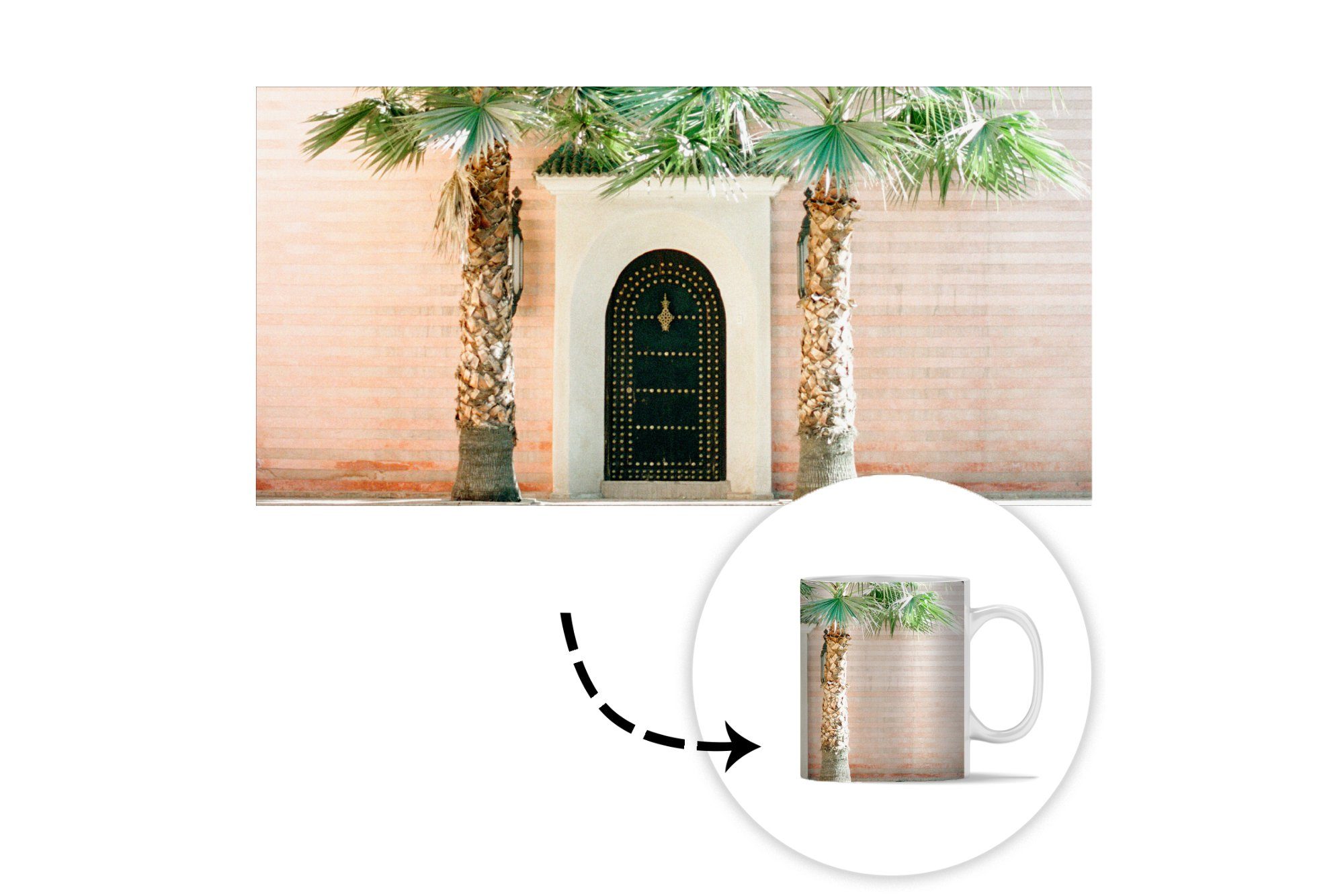 Tür - Geschenk - Teetasse, Tasse Teetasse, Becher, MuchoWow Tropisch, Kaffeetassen, - Weiß Keramik, Marrakesch - Palme