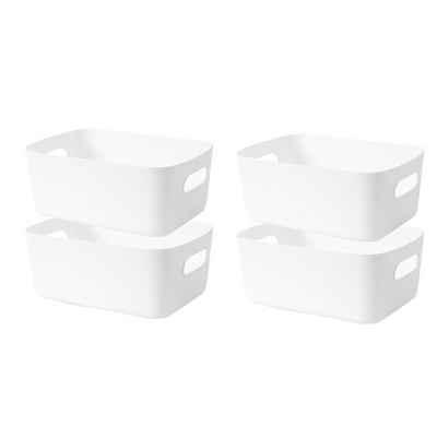 HIBNOPN Aufbewahrungsbox Aufbewahrungsbox Aufbewahrungskorb Regal Kunststoffbox (Weiß) (4 St)