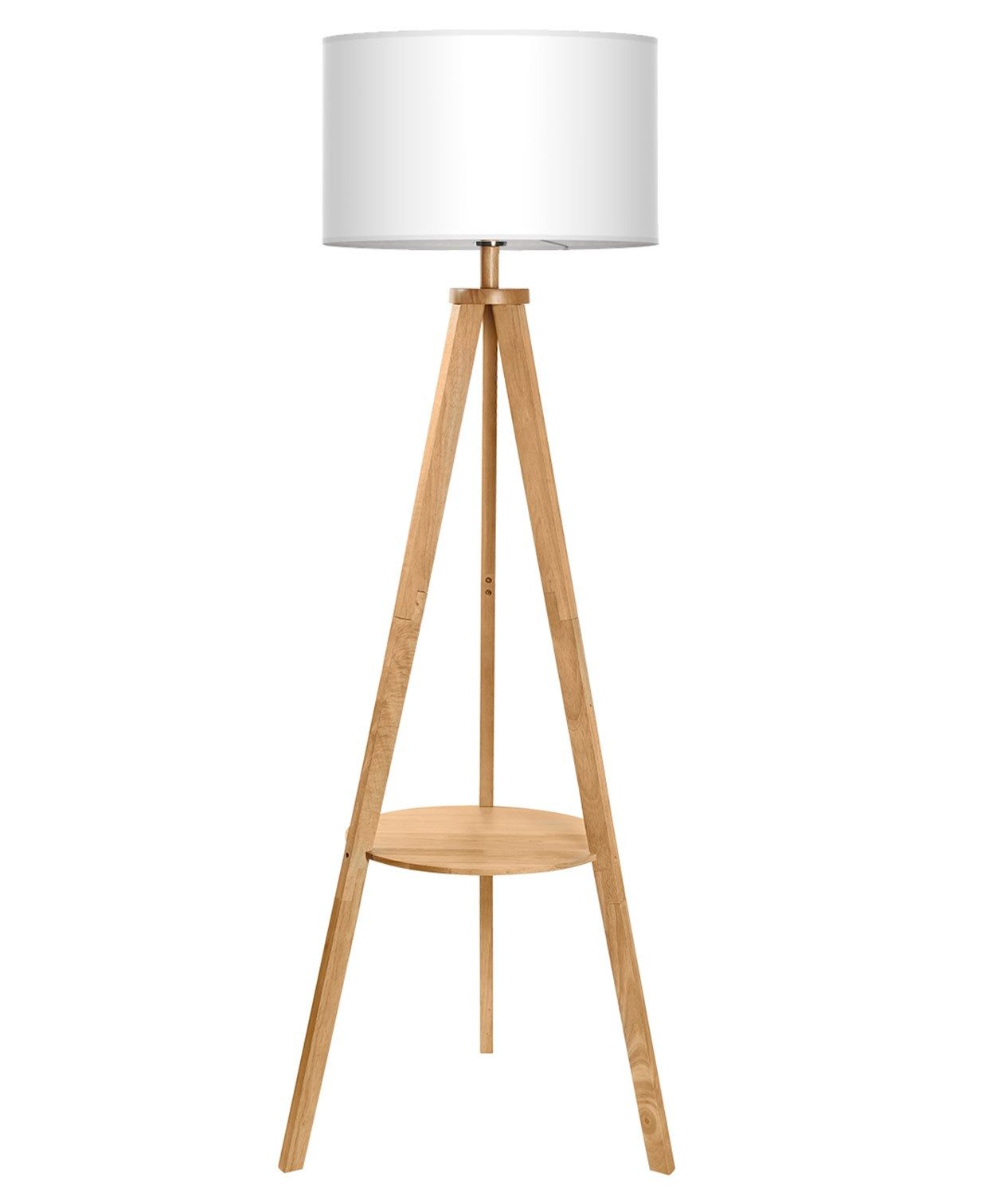 Tomons Stehlampe Wohnzimmer Stativ aus Holz, Stehleuchte mit Ablage, E27, H günstig online kaufen