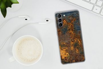MuchoWow Handyhülle Metall - Rost - Gold, Phone Case, Handyhülle Samsung Galaxy S21, Silikon, Schutzhülle