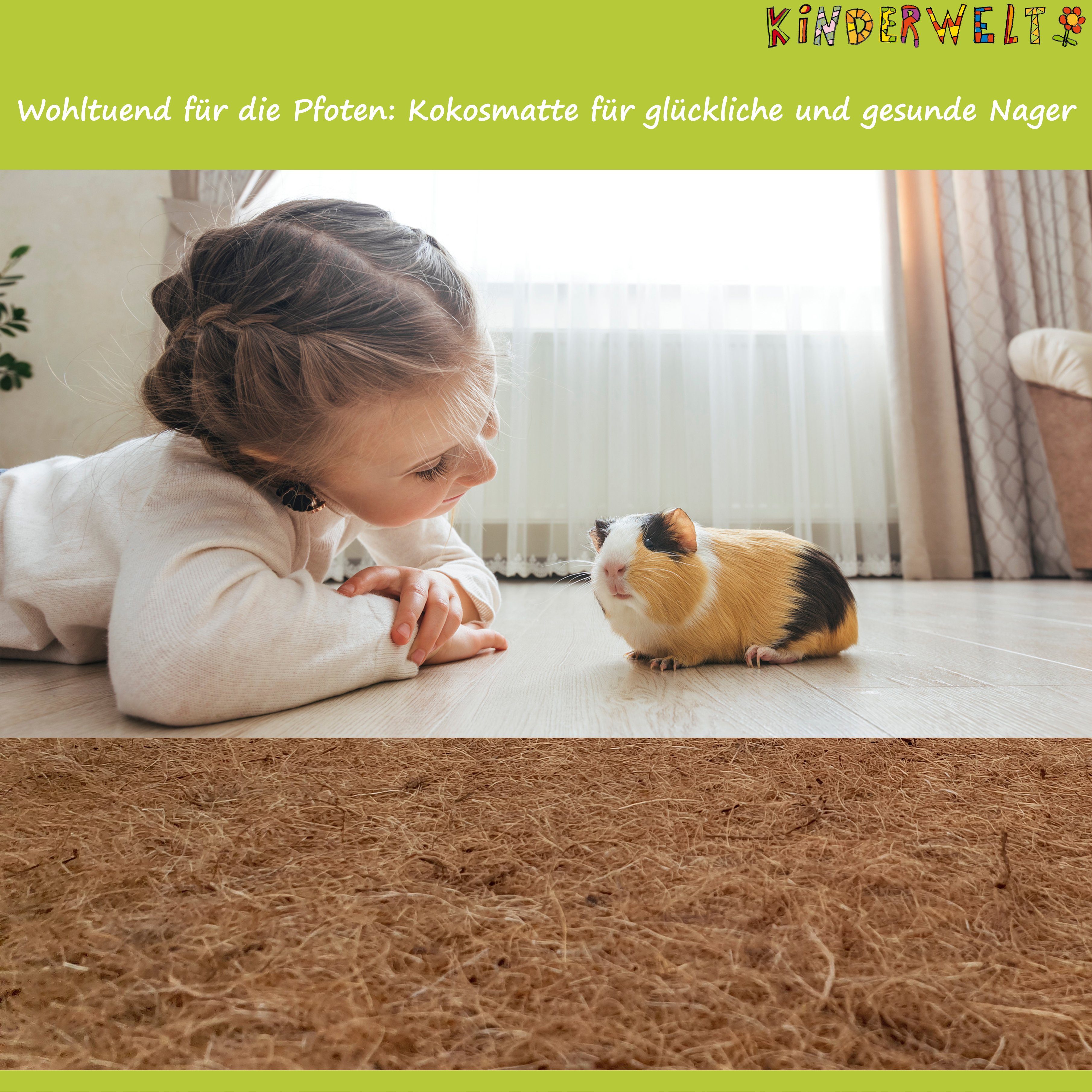 (1-tlg) Nagerteppich Pflanzens cm Kokosfasern aus KiNDERWELT 100% x1,5 Wickelauflage Kokosmatte x70 140