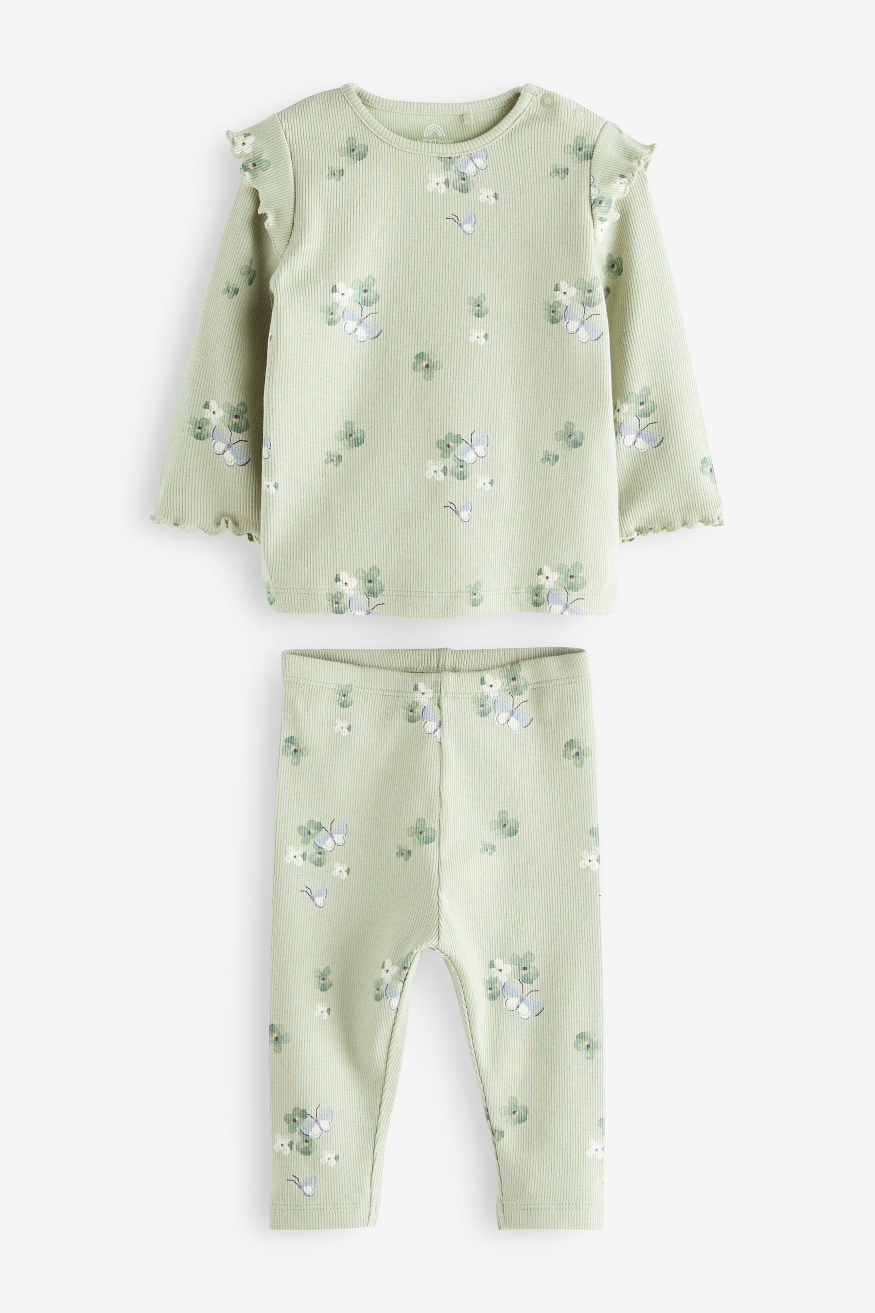 Next Shirt & Leggings Oberteil und Leggings fürs Baby im Set (2-tlg) Sage Green Floral