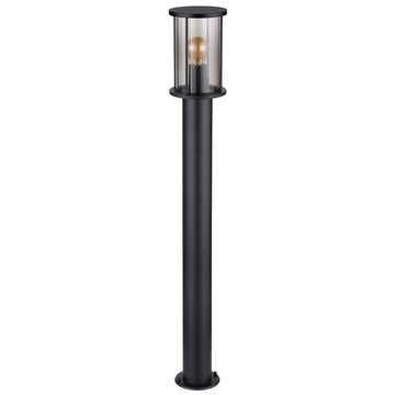 Globo Sockelleuchten, Leuchtmittel nicht inklusive, Stehleuchte Gartenlampe, Metallstäbe schwarz glas rauchfarben, H 100cm