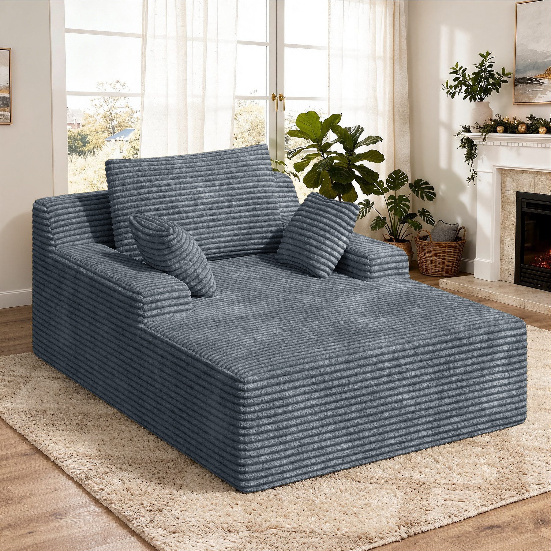 Aivermeil Sofa Multifunktionales All-in-One-Sofa, Modulares Chaiselongue Sofa, 1 Teile, modernes Schlafsofa, 172x129x40cm Relaxliege mit 2 Kissen