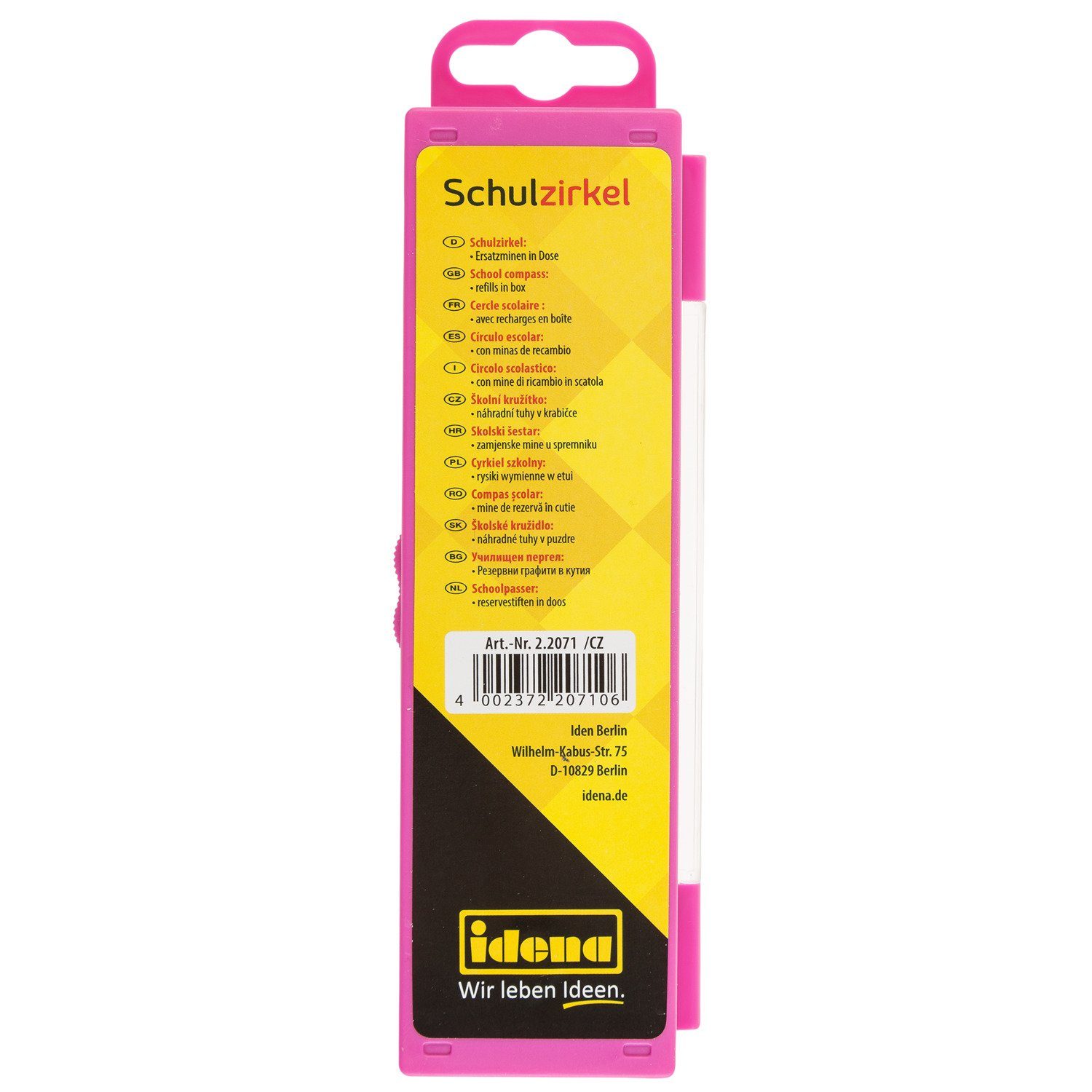 Idena Zirkel Idena 22071 - Schulzirkel mit Ersatzminen, pink, 1 Stück