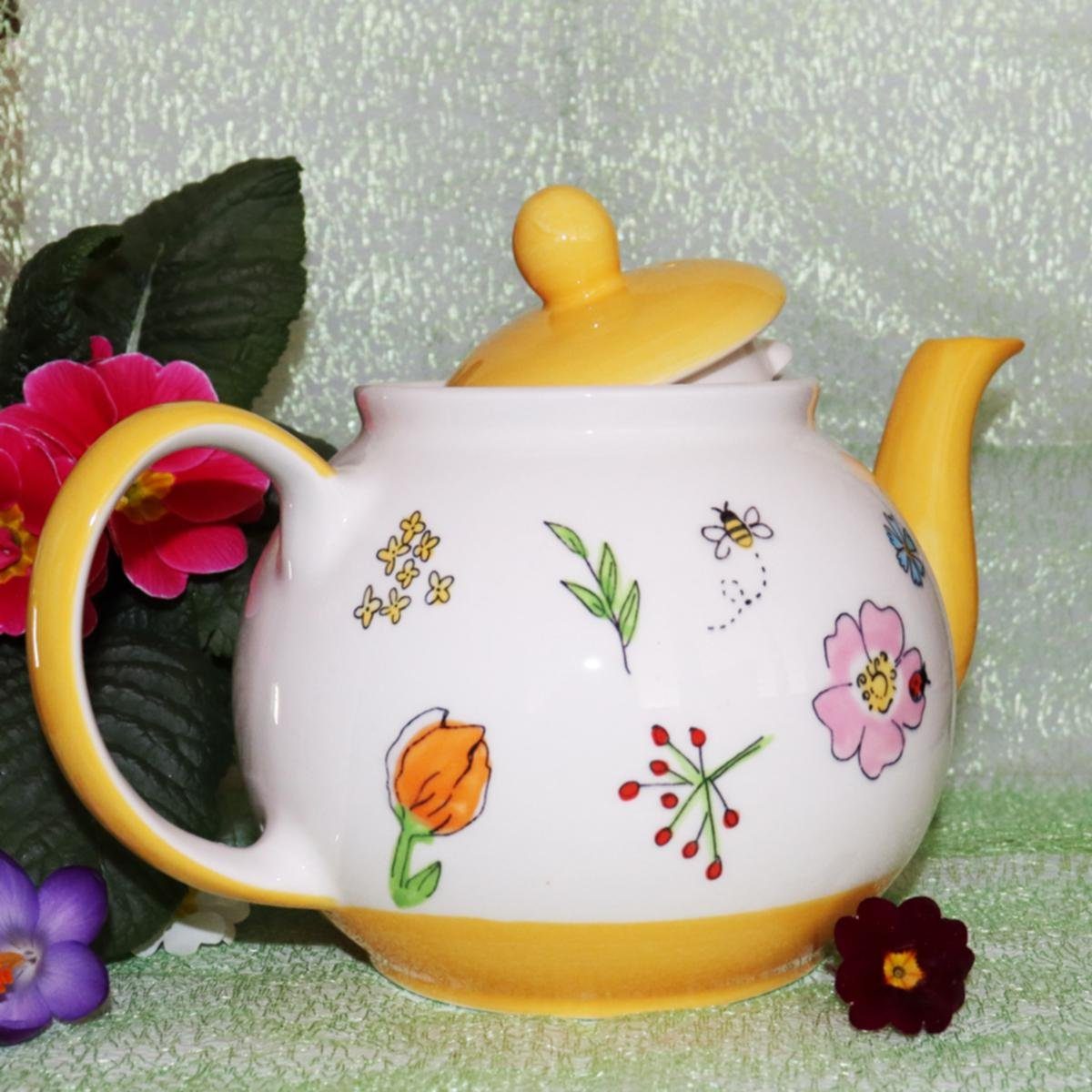 (Set) Teekanne ca Liter, 1,2 Lovely l, 1.2 Flowers Keramik-Teekanne Mila Mila