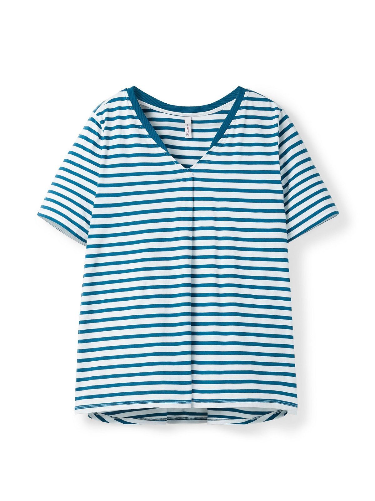 Sheego T-Shirt Große garngefärbten dunkelpetrol Ringeln Größen mit