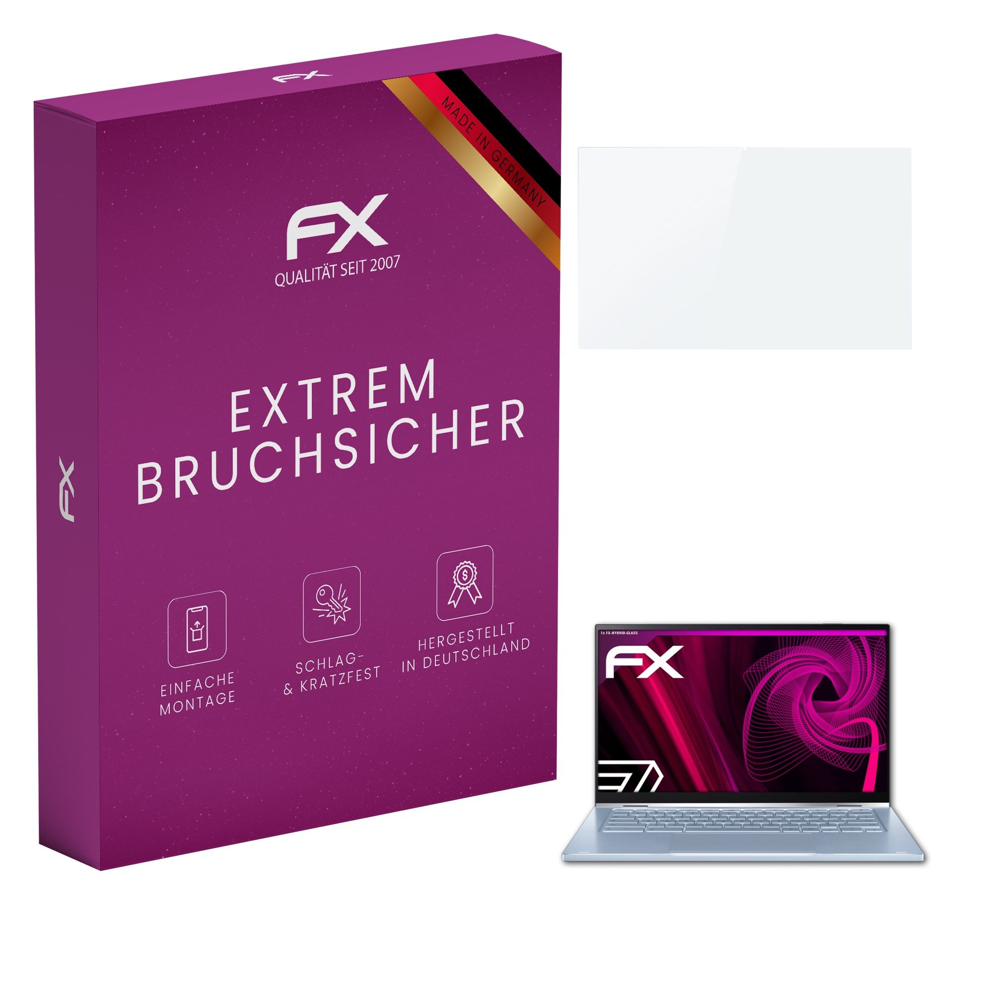 atFoliX Schutzfolie Panzerglasfolie für Chromebook Flip C433 C433TA, Ultradünn und superhart