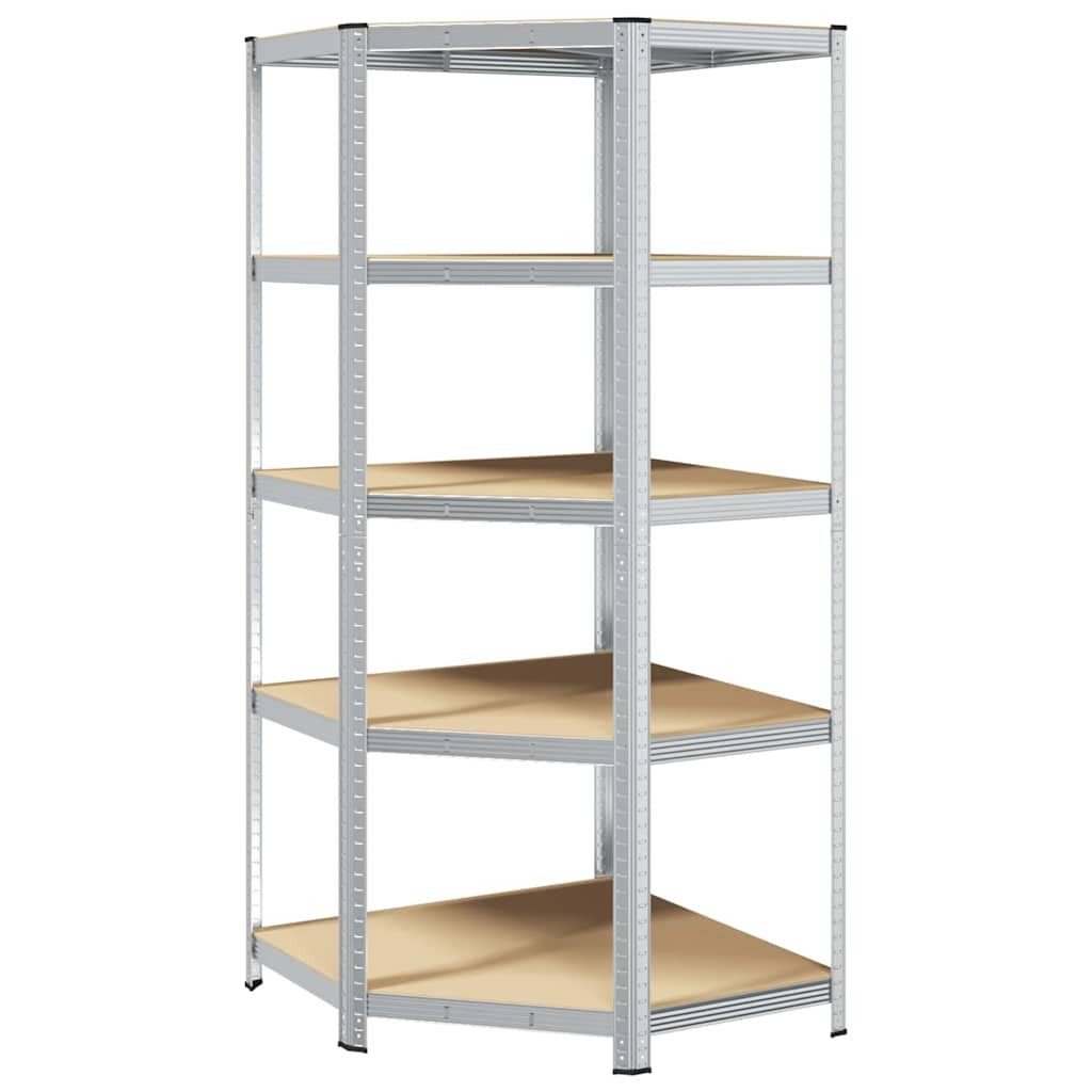 vidaXL Schwerlastregal Eckregal mit Regal Silber 90 x 90 x 198 cm Holzwerkstoff, 1-tlg.