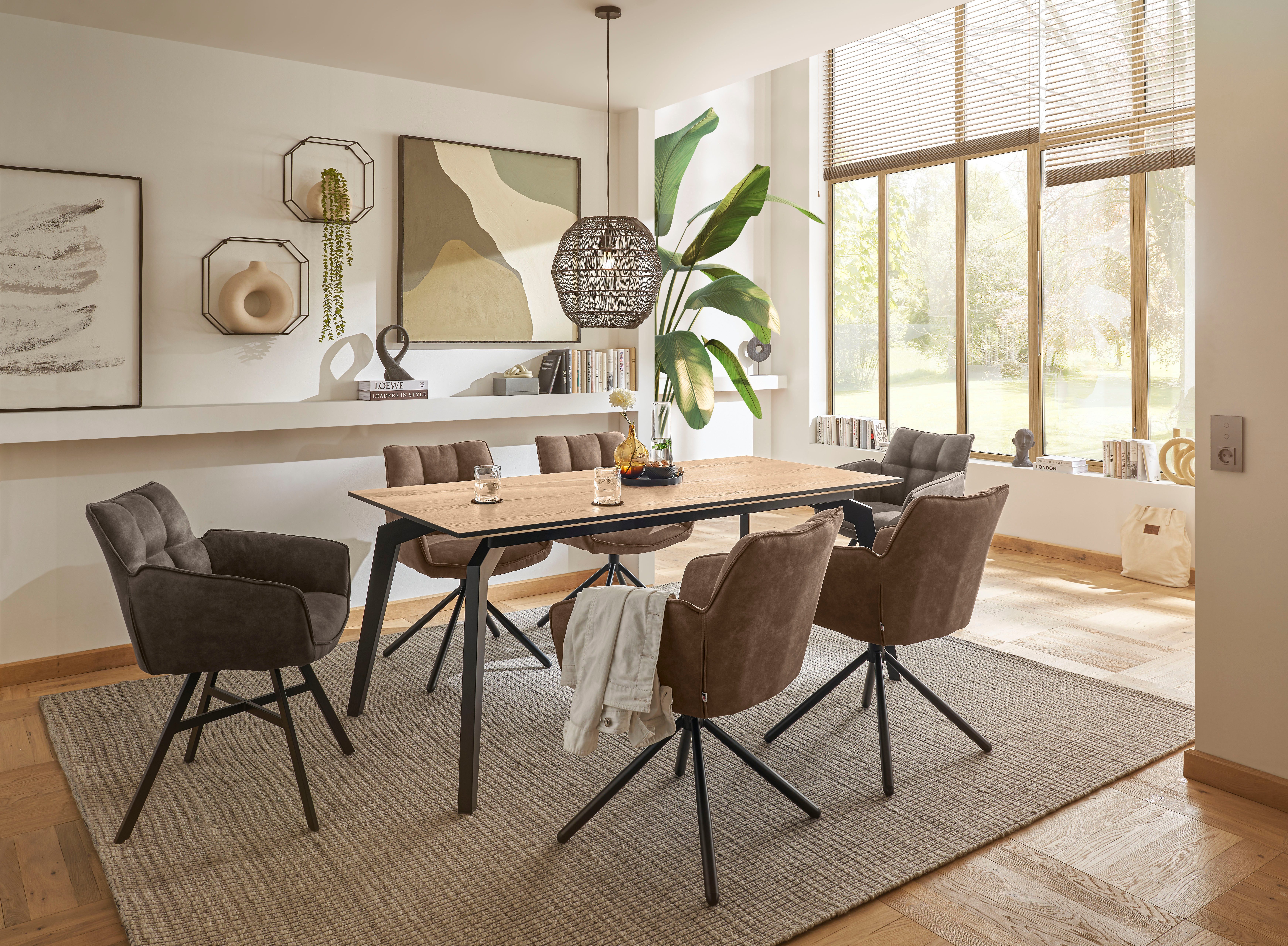 set one by Musterring Esstisch Kent, Tischplatte Halifax natur, schweizer Kante, 4-Fuß-Gestell in schwarz