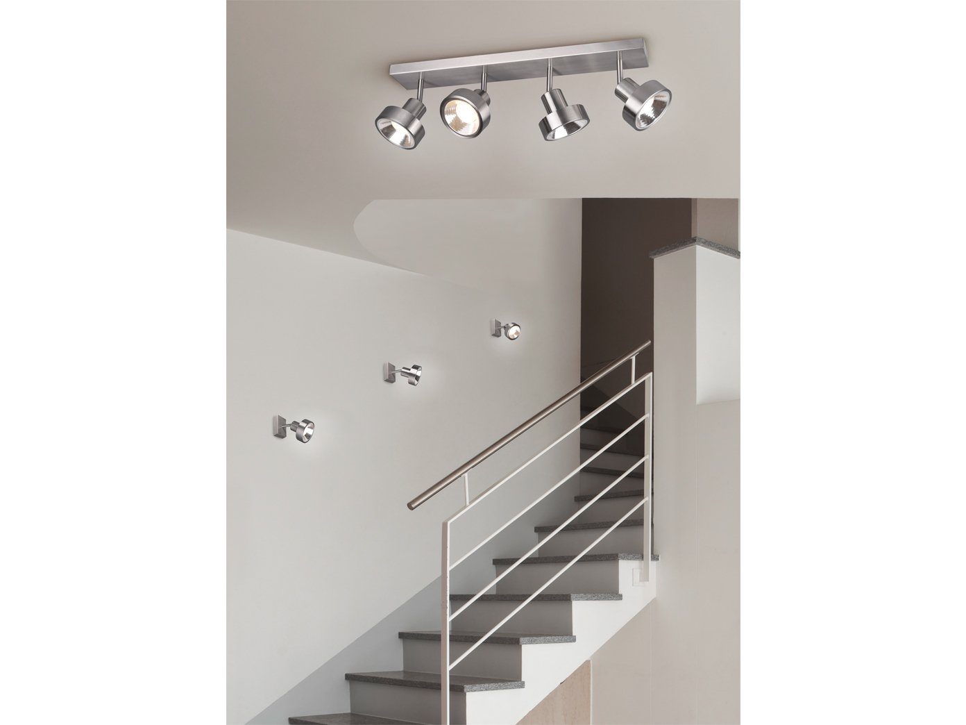 Dimmfunktion, Warmweiß, Wand-leuchte Treppenhaus, Spot Silber LED wechselbar, meineWunschleuchte 19cm innen, schwenkbar, Wandstrahler, Höhe LED