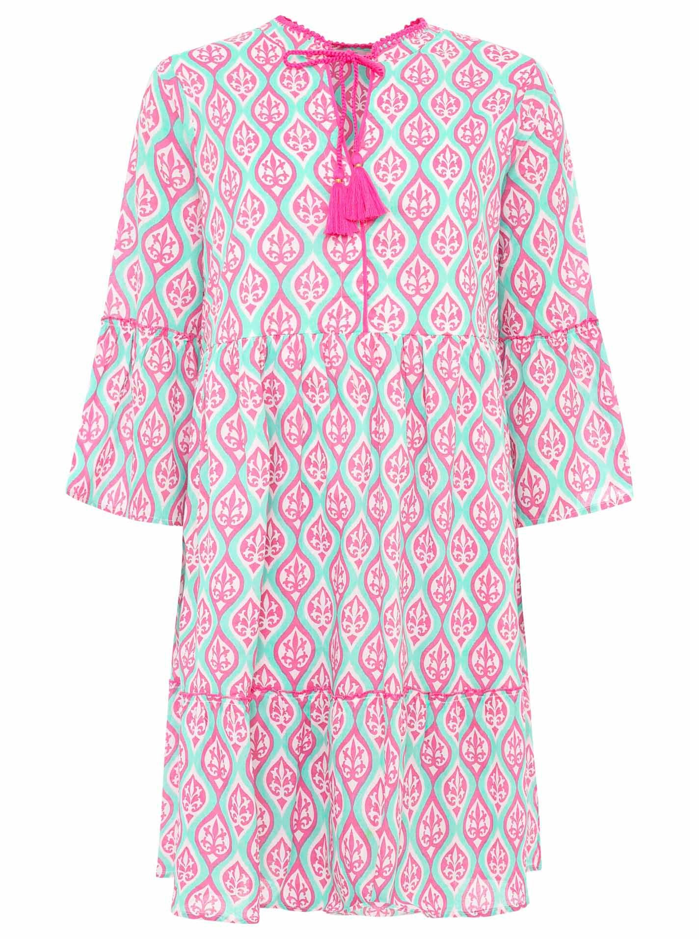 Zwillingsherz Sommerkleid "Ovale Ranken" mit Tasseln, Trompeten Ärmeln und günstig online kaufen