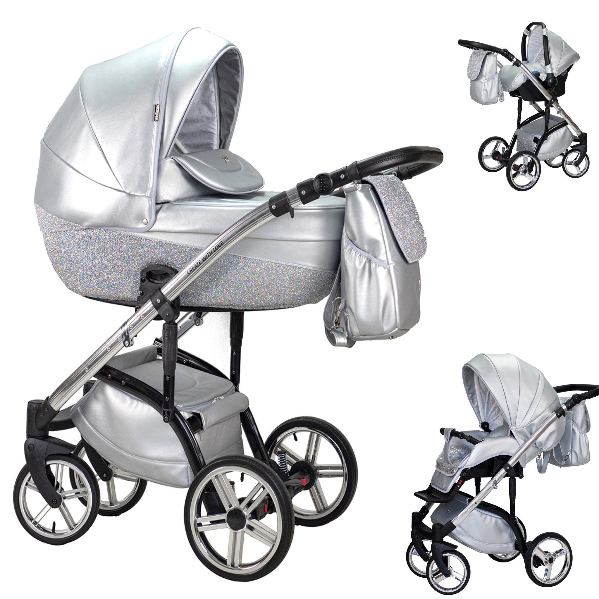 Elcar Kombi-Kinderwagen Vip Lux 4 in 1 inkl. Sportsitz, Autositz und Zubehör in 18 Farben