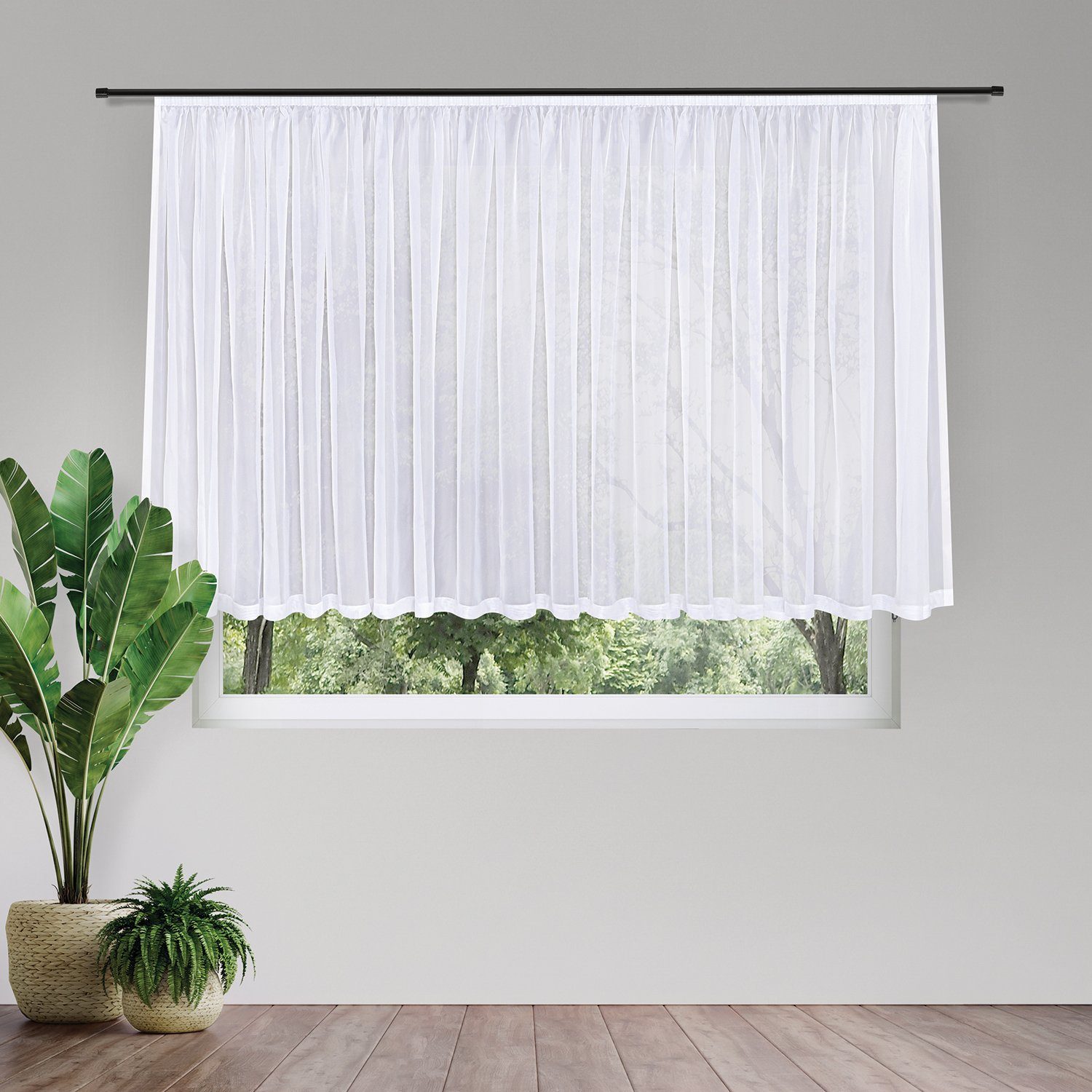 Gerster Gardine Jody (1 St), Kräuselband, transparent, Voile, Fertig konfektionierter Store aus Voile