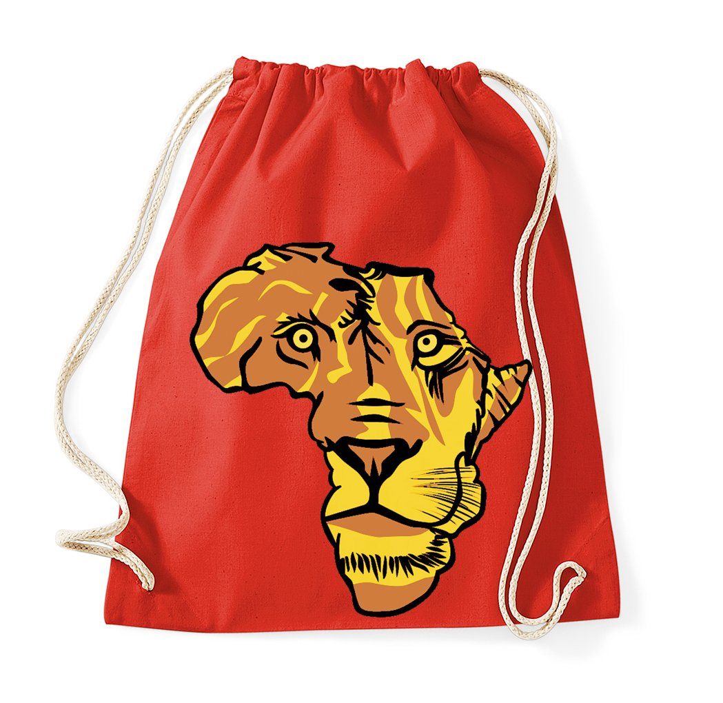 Blondie & Brownie Turnbeutel aus Baumwolle African Lion Afrika Löwe Raubkatze Kontinent Katze, Turnbeutel Baumwolle Afrika Löwe Motiv Sportbeutel Geschenk