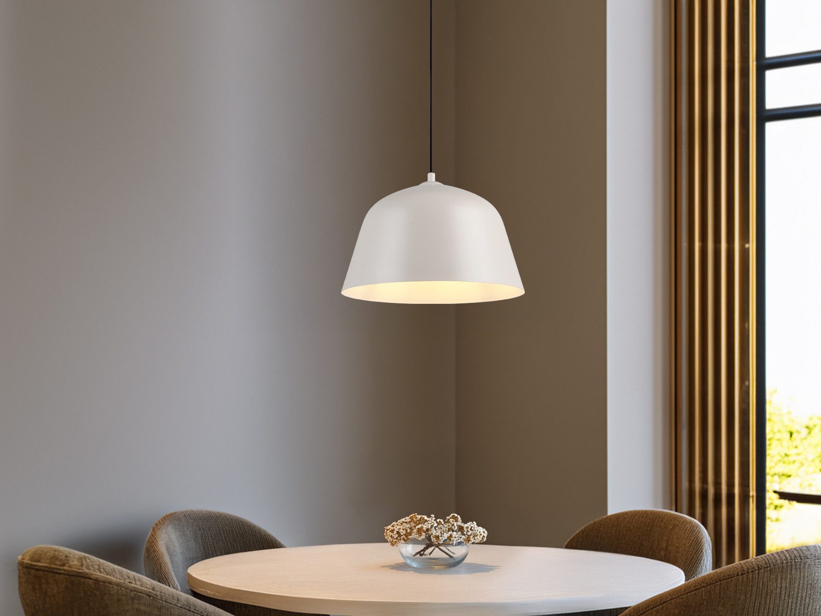 Reality Leuchten LED Pendelleuchte höhenverstellbar Metall Hellgrau Ø 30cm, Dimmfunktion, LED wechselbar, warmweiß, Esstisch-lampen & Küchenlampe-n hängend einflammig inkl. Leuchtmittel