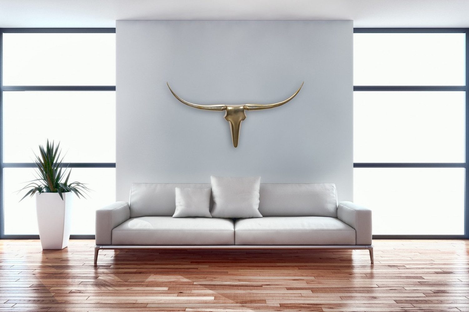 freiraum Hängedekoration Hängedekoration >BULL< in bronzefarben, Lackiertes Aluminium - 100x40x, in bronzefarben, Lackiertes Aluminium - 100x40x6 (BxHxT)