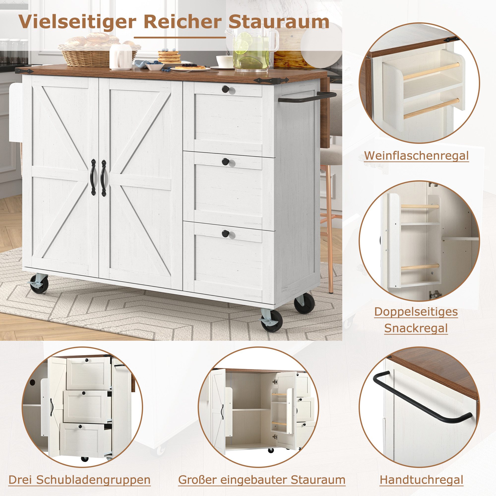 i@home Küchenwagen mit ausziehbarer Arbeitsplatte, Küchenschrank, günstig online kaufen