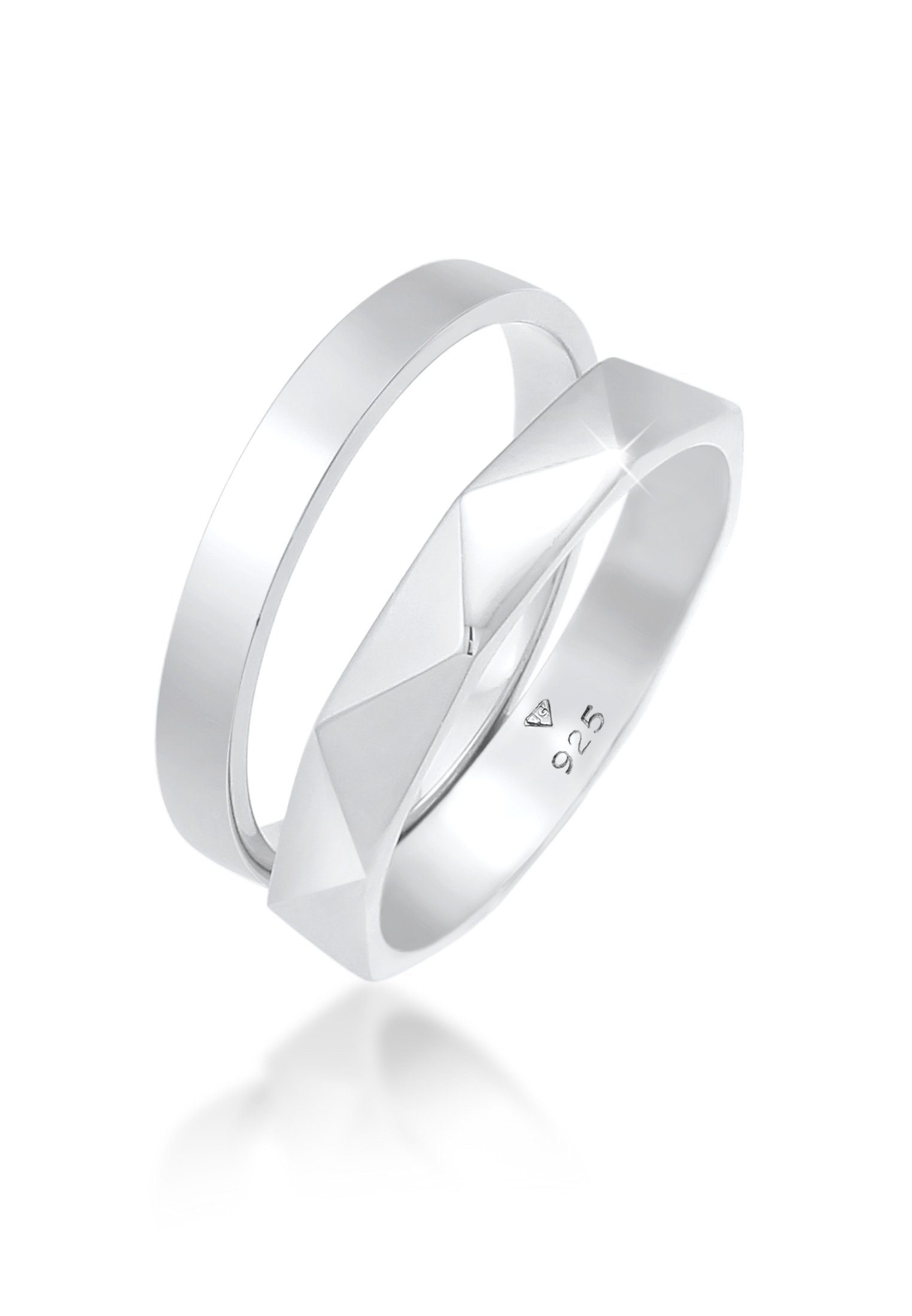 Ring-Set Bandring Basic Hexagon Element (2 tlg) 925 Silber