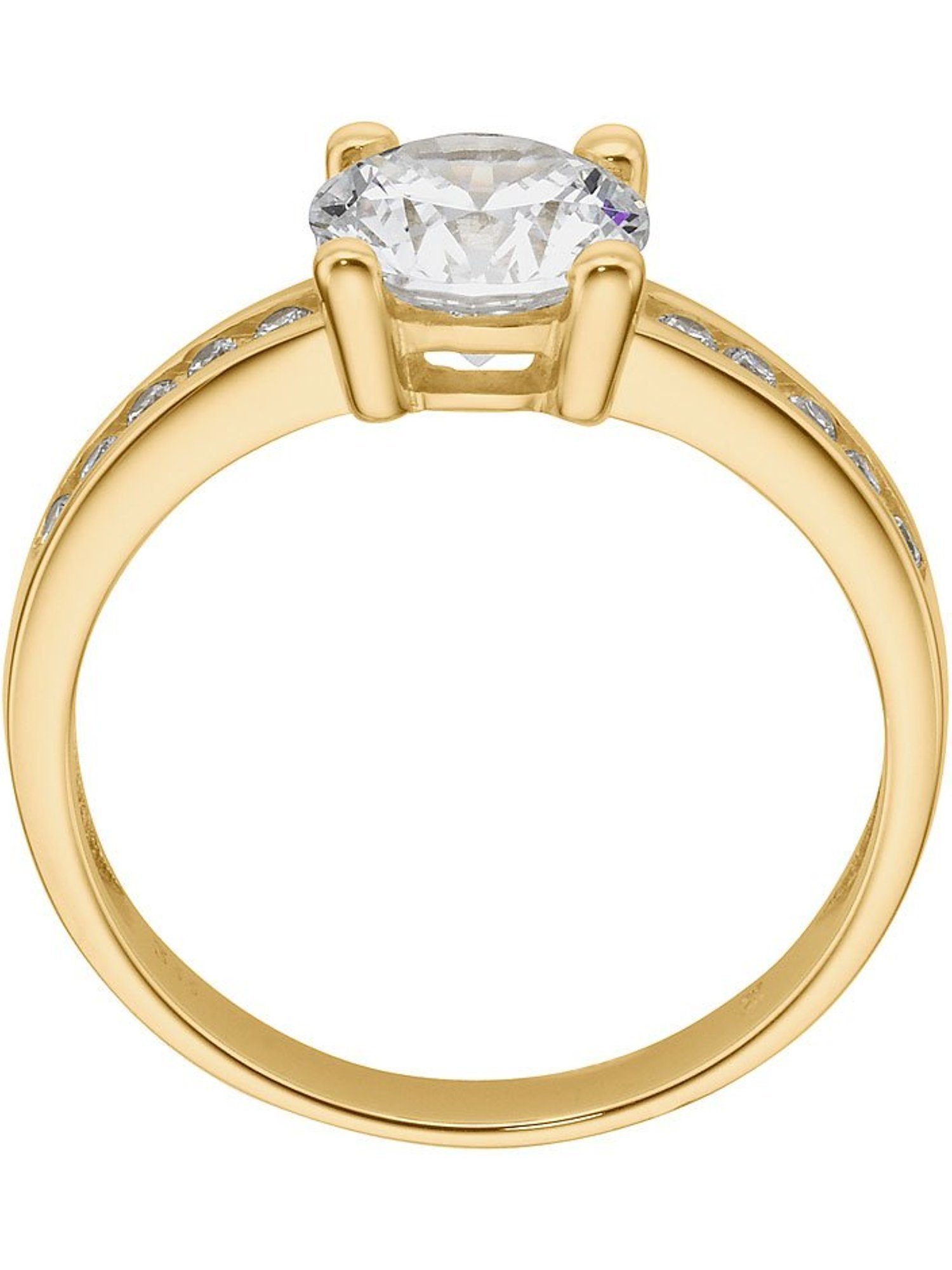 Zirkonia, Gelbgold FAVS Damen-Damenring 1 FAVS Fingerring synthetisch Zirkonia, 375er