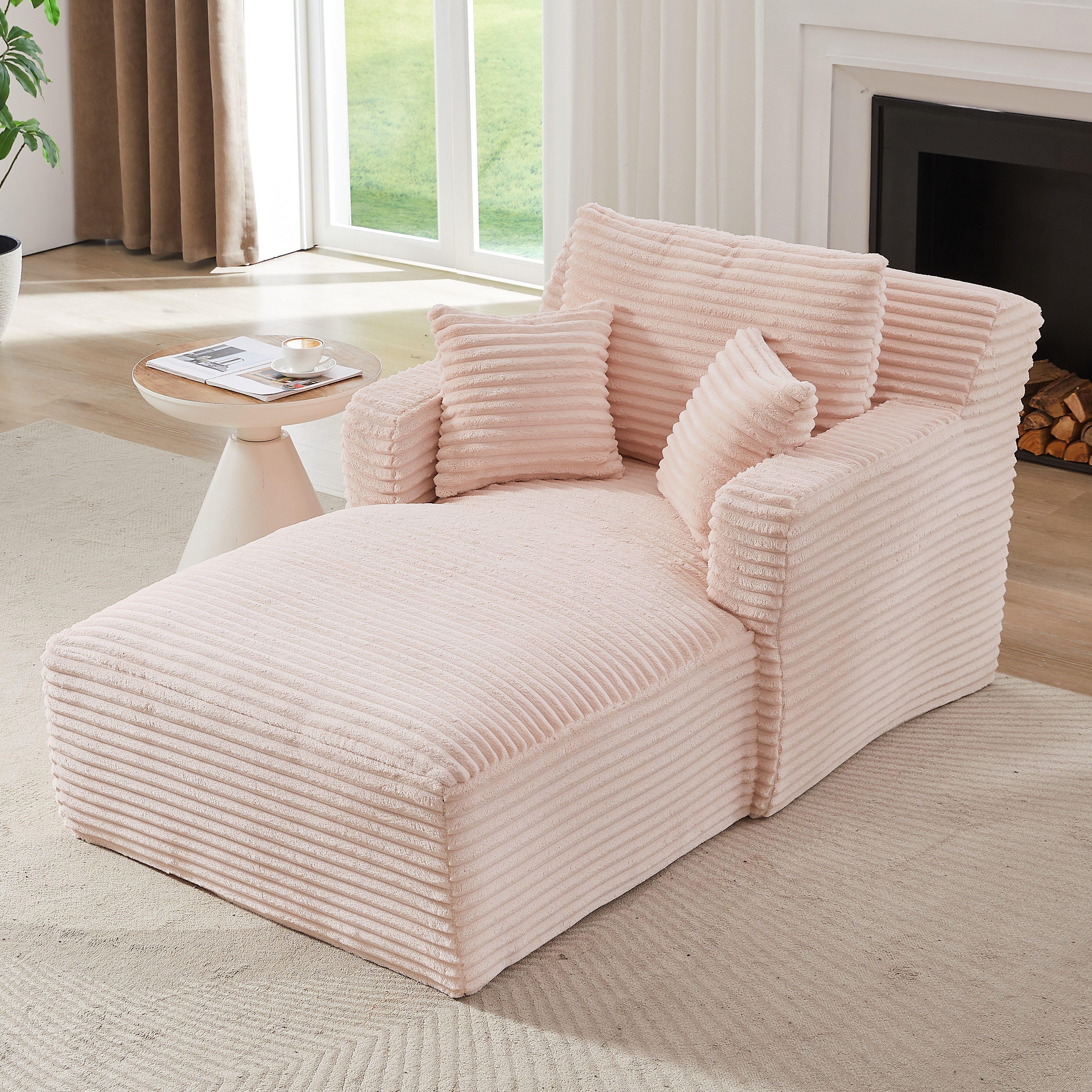 GLP Chaiselongue Bodensofa mit Schlaffunktion, Cord Chaiselongue Relaxsessel Schlafsofa ohne Montage