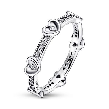 Pandora Fingerring PANDORA Ring aus 925er Silber mit Herzen und Zirkonia