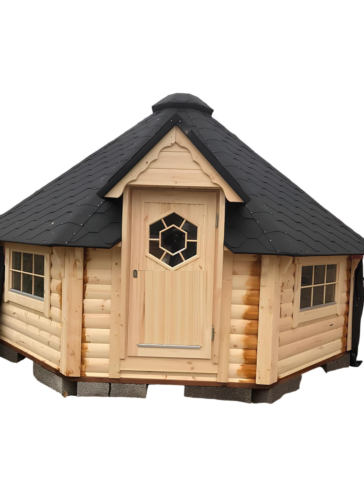 JVmoebel Saunahaus Gartensauna aus Holz - Transparentes Saunahaus für den Garten, (1-St) Made in Europe