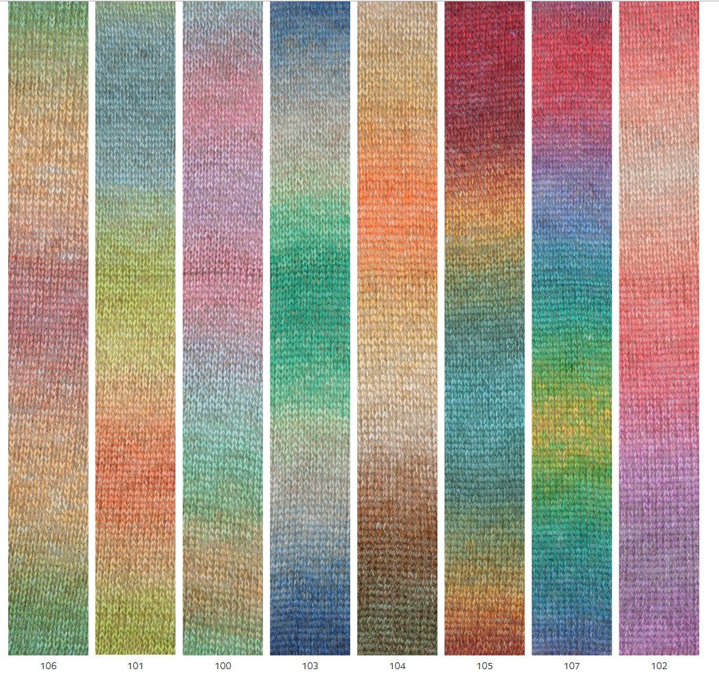 Katia Concept Mooi Farbverlaufsgarn Leinengarn mit Lyocell Häkelwolle, 495,00 m (Sommerwolle, Farbverlaufswolle mit gratis Anleitung zum download, 150g Wolle mit Farbverlauf zum Stricken und Häkeln), 52% Lyocell, 48% Leinen