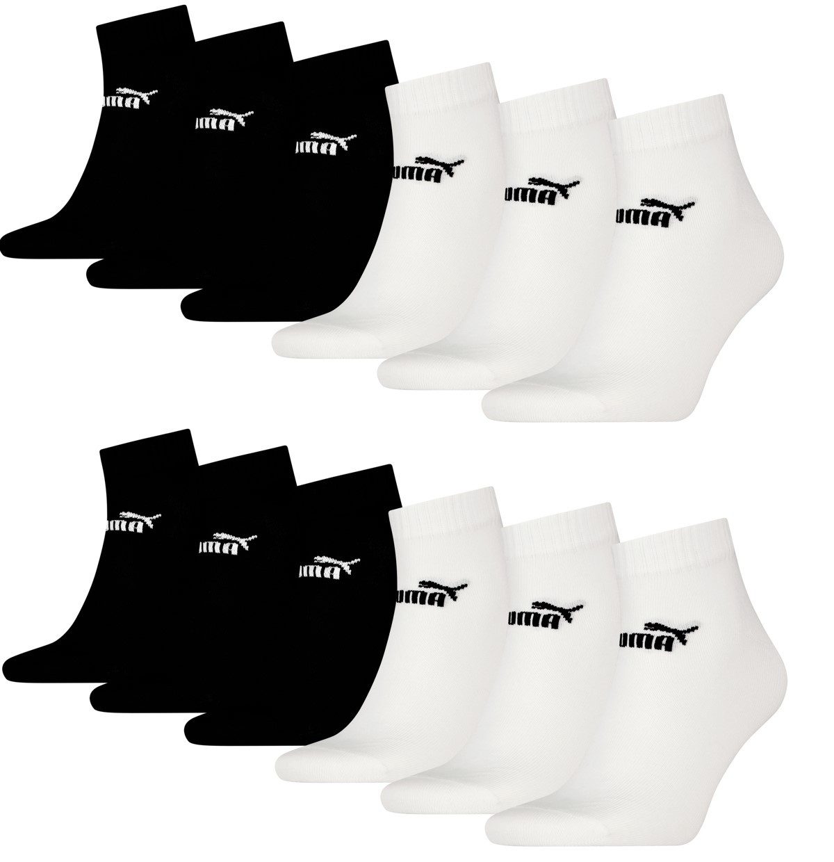 PUMA Sportsocken PUMA Quarter Socken Sneaker knöchelhoch für Damen Herren 12er Pack (12er Pack) Logoschriftzug