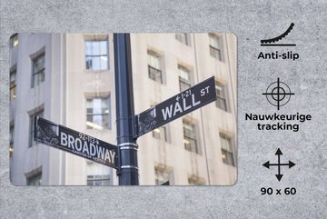 MuchoWow Gaming Mauspad New York - Wall Street - Broadway (1-St), Büro für Tastatur und Maus, Mousepad Gaming, 90x60 cm, XXL, Großes